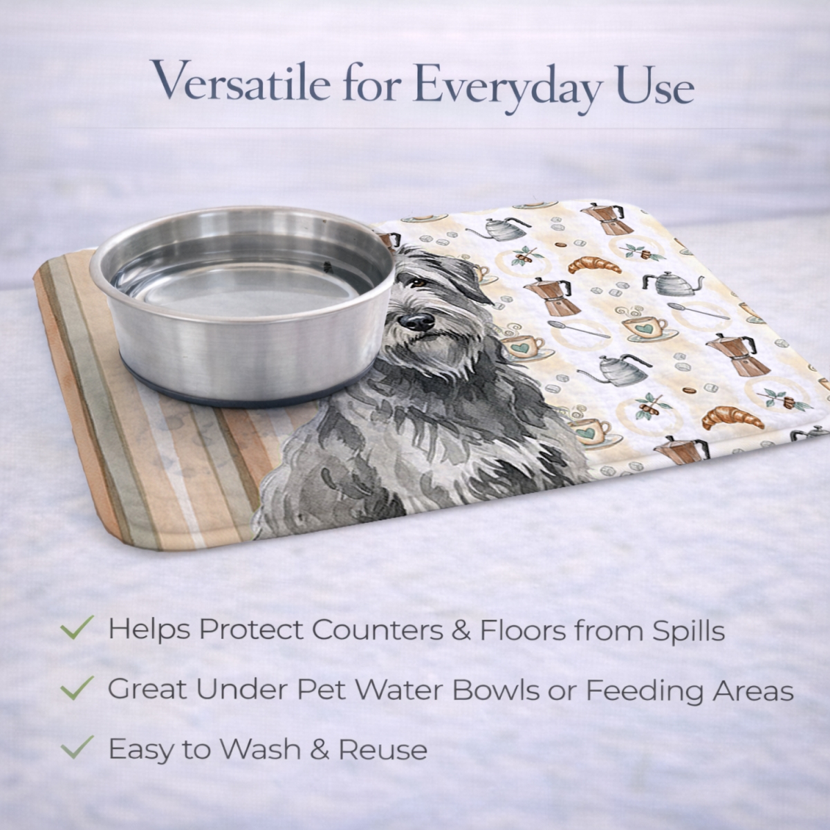 Picture of Carolines Treasures WDK7341DDM 21 x 14 in. Gray Briard Coffee Bar Dish Drying Mat