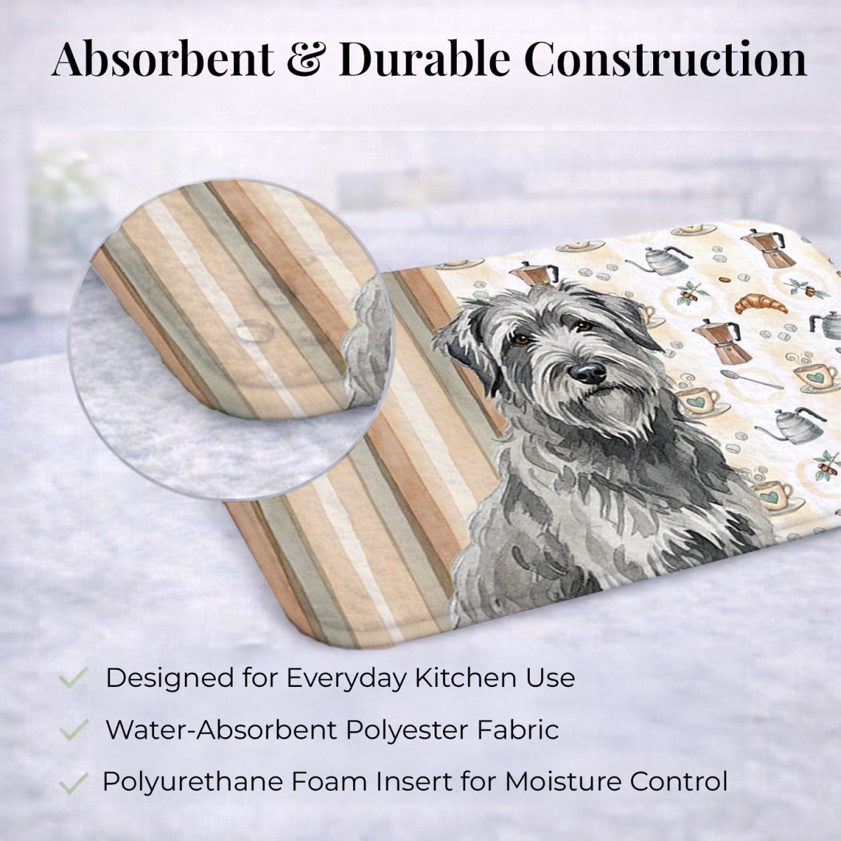 Picture of Carolines Treasures WDK7341DDM 21 x 14 in. Gray Briard Coffee Bar Dish Drying Mat