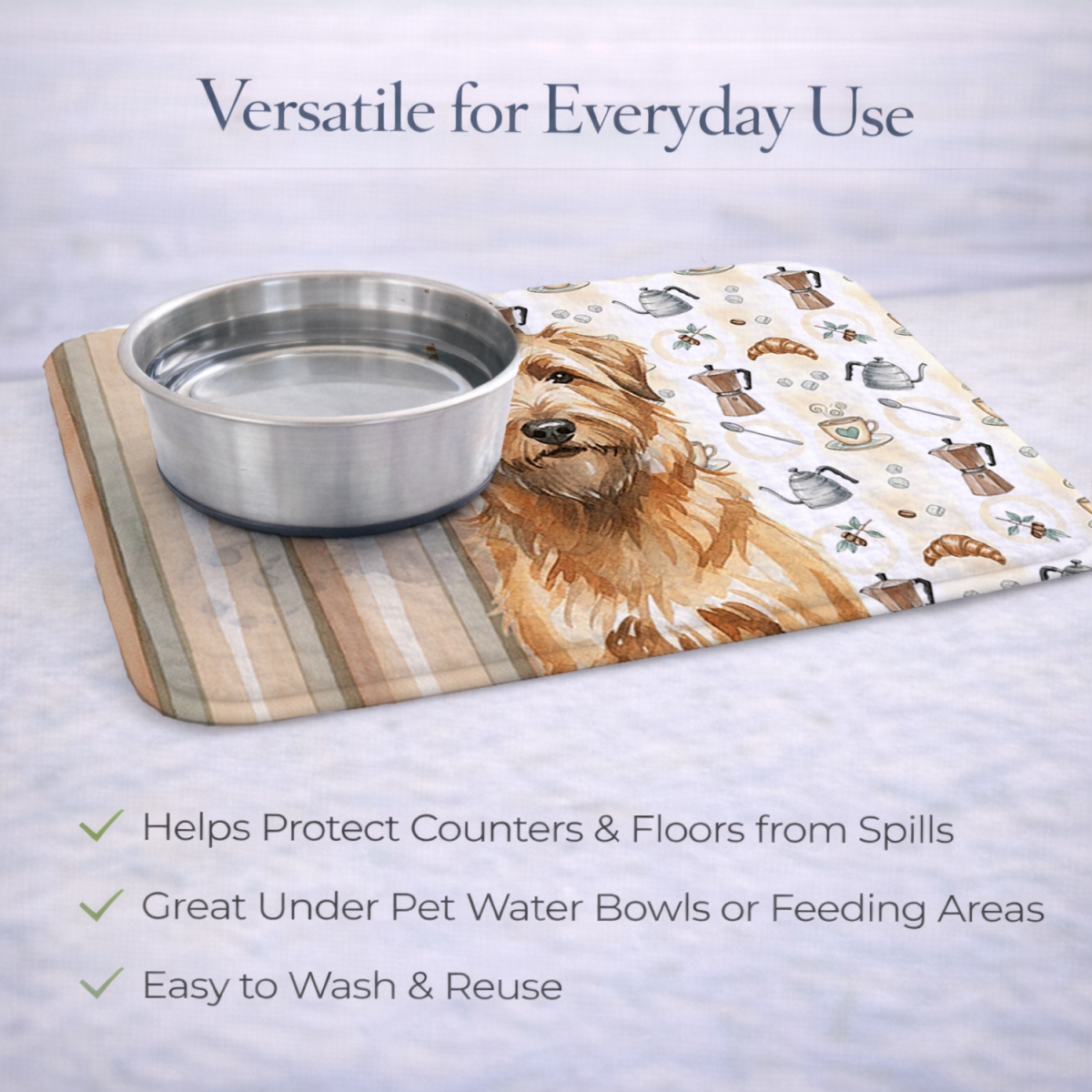 Picture of Carolines Treasures WDK7342DDM 21 x 14 in. Tawny Briard Coffee Bar Dish Drying Mat