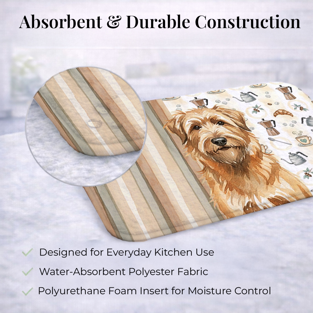 Picture of Carolines Treasures WDK7342DDM 21 x 14 in. Tawny Briard Coffee Bar Dish Drying Mat