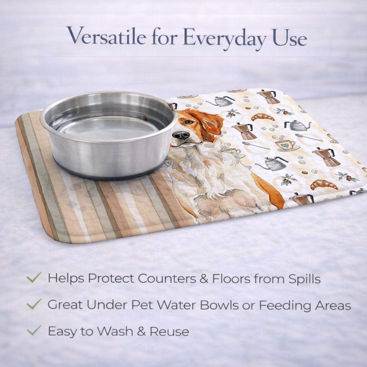 Picture of Carolines Treasures WDK7344DDM 21 x 14 in. Orange & White Brittany Coffee Bar Dish Drying Mat