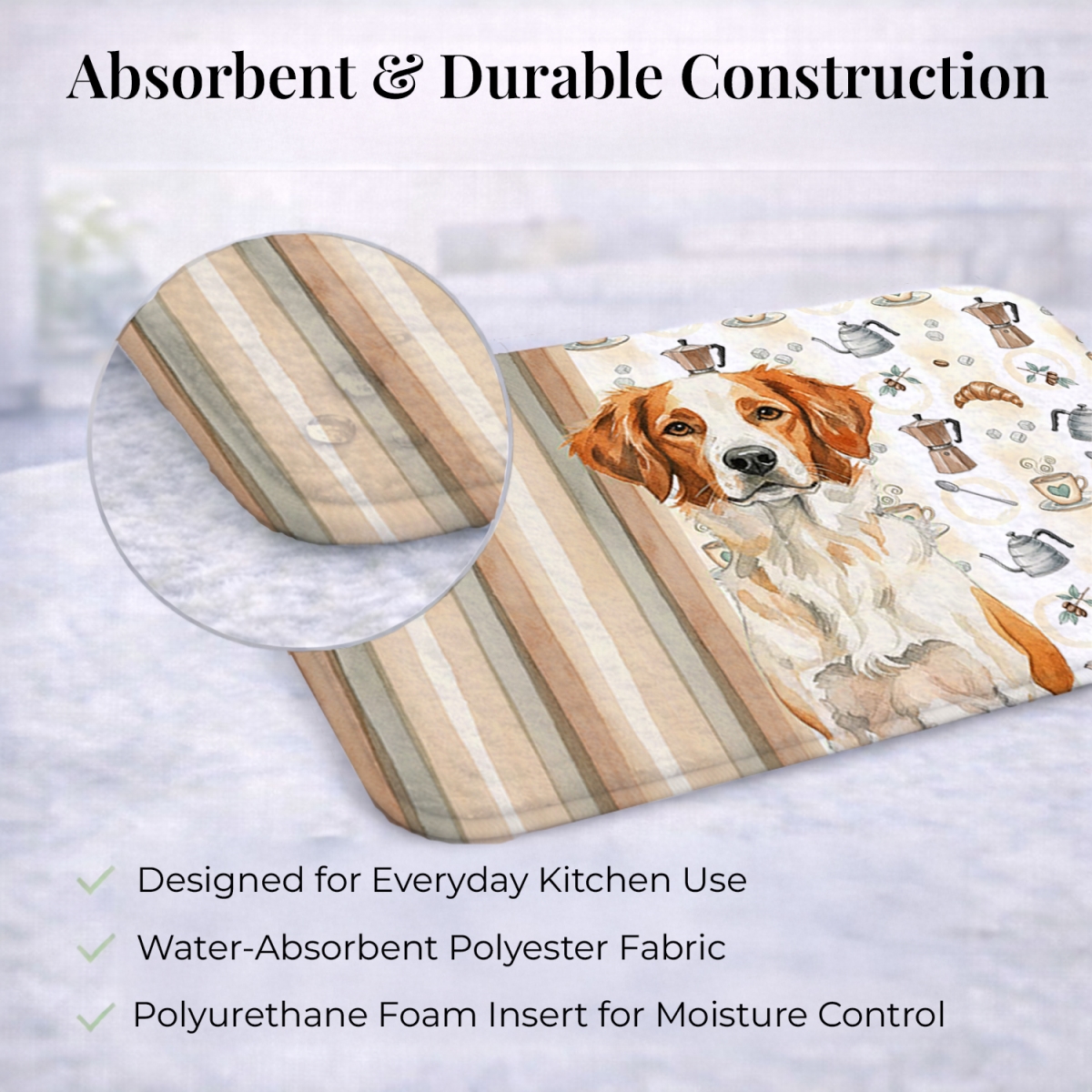 Picture of Carolines Treasures WDK7344DDM 21 x 14 in. Orange & White Brittany Coffee Bar Dish Drying Mat