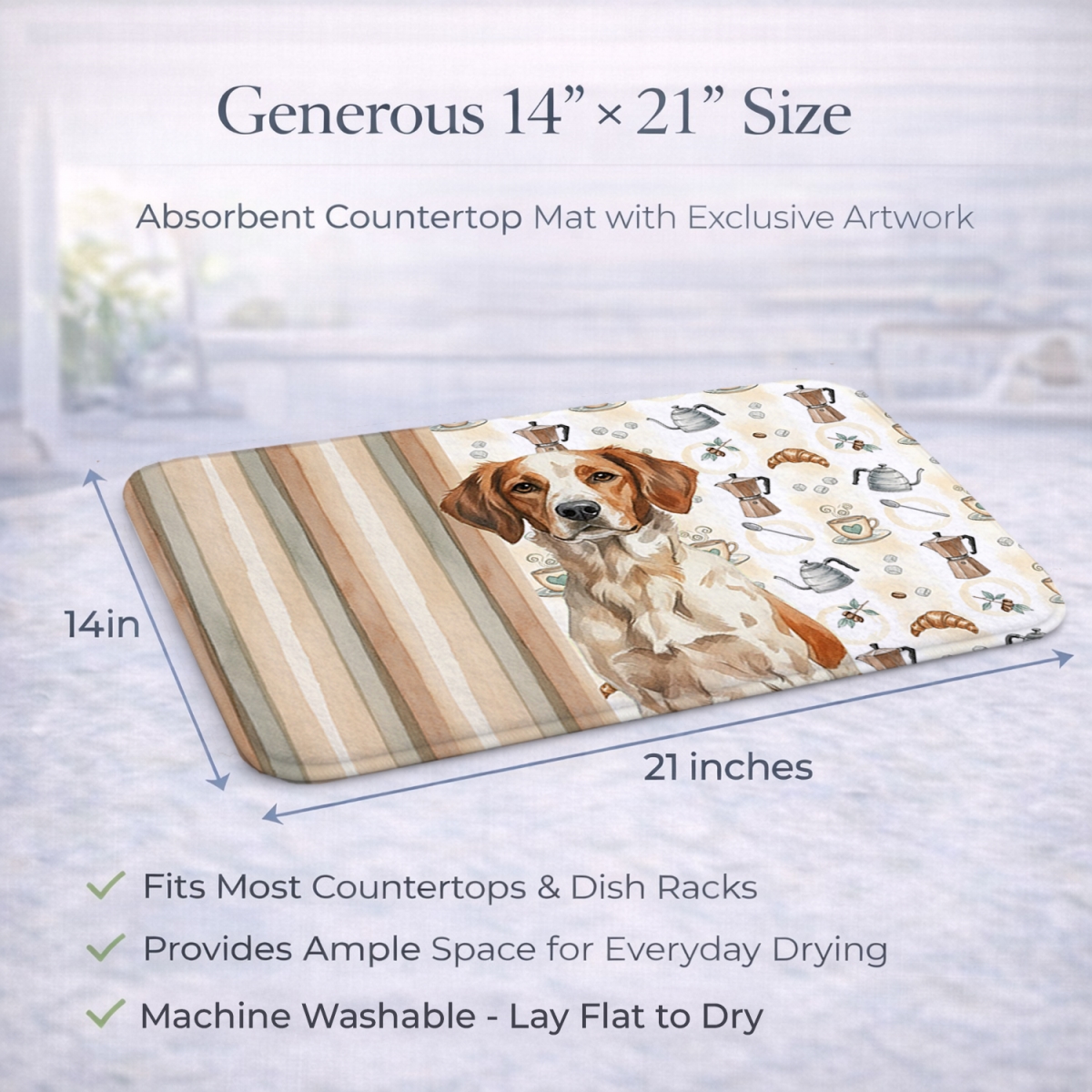 Picture of Carolines Treasures WDK7345DDM 21 x 14 in. Roan Brittany Coffee Bar Dish Drying Mat