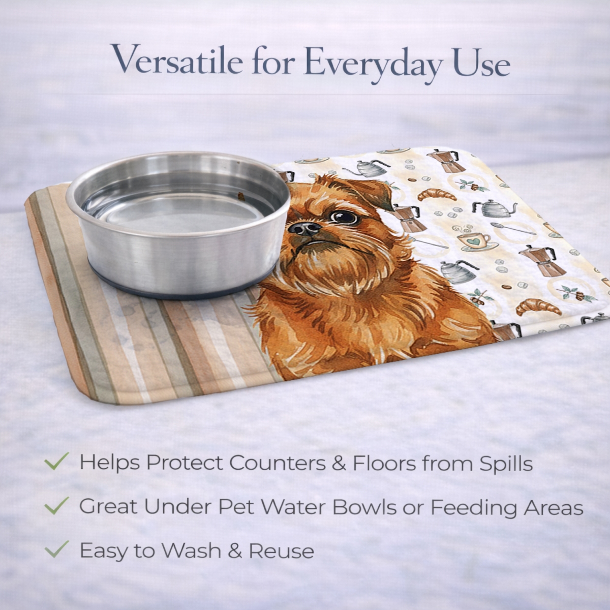 Picture of Carolines Treasures WDK7346DDM 21 x 14 in. Belge Brussels Griffon Coffee Bar Dish Drying Mat