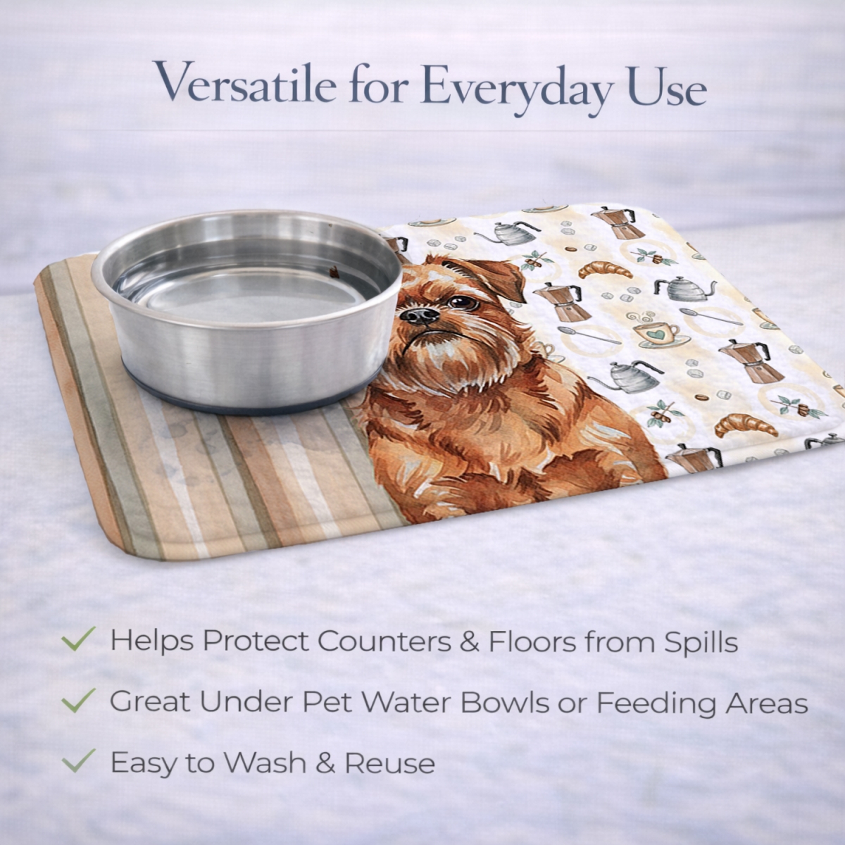 Picture of Carolines Treasures WDK7348DDM 21 x 14 in. Red Brussels Griffon Coffee Bar Dish Drying Mat