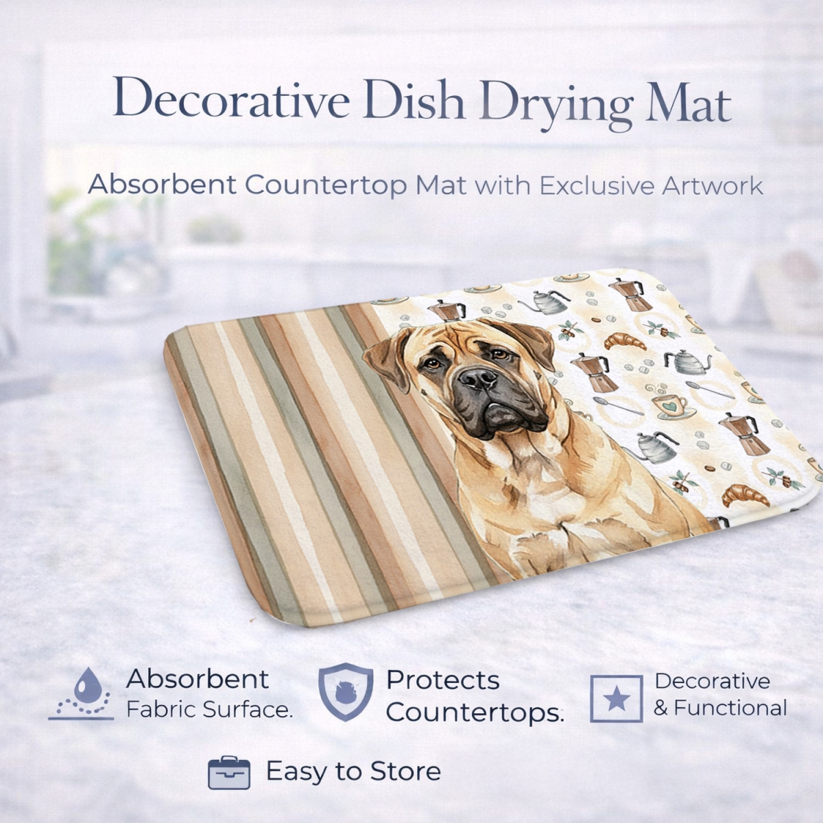 Picture of Carolines Treasures WDK7353DDM 21 x 14 in. Bullmastiff Coffee Bar Dish Drying Mat
