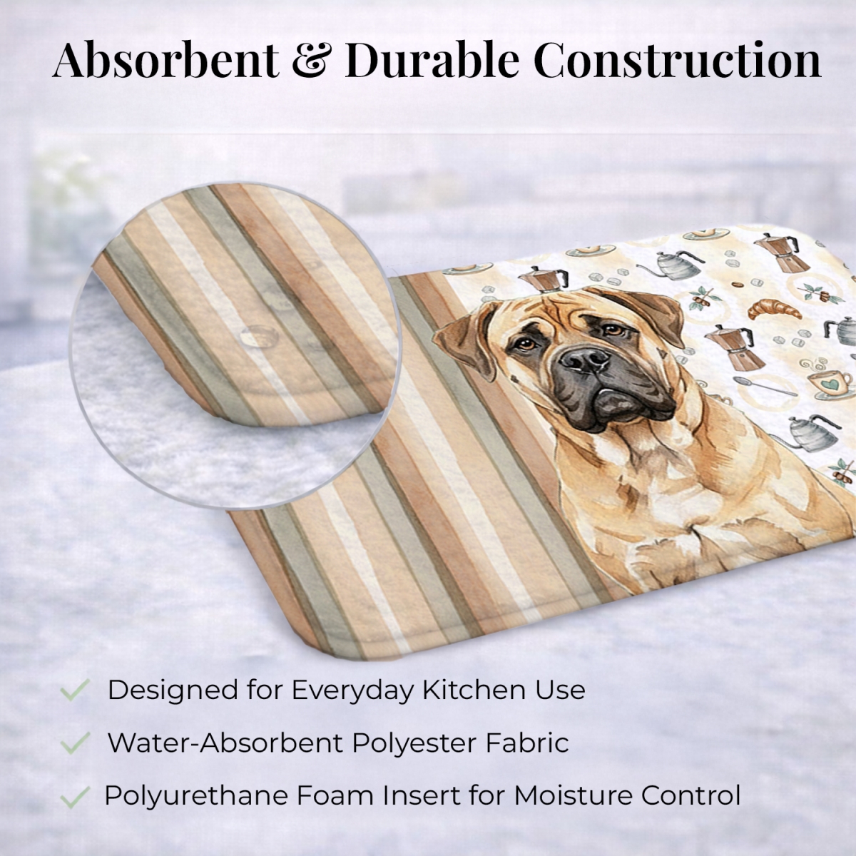 Picture of Carolines Treasures WDK7353DDM 21 x 14 in. Bullmastiff Coffee Bar Dish Drying Mat