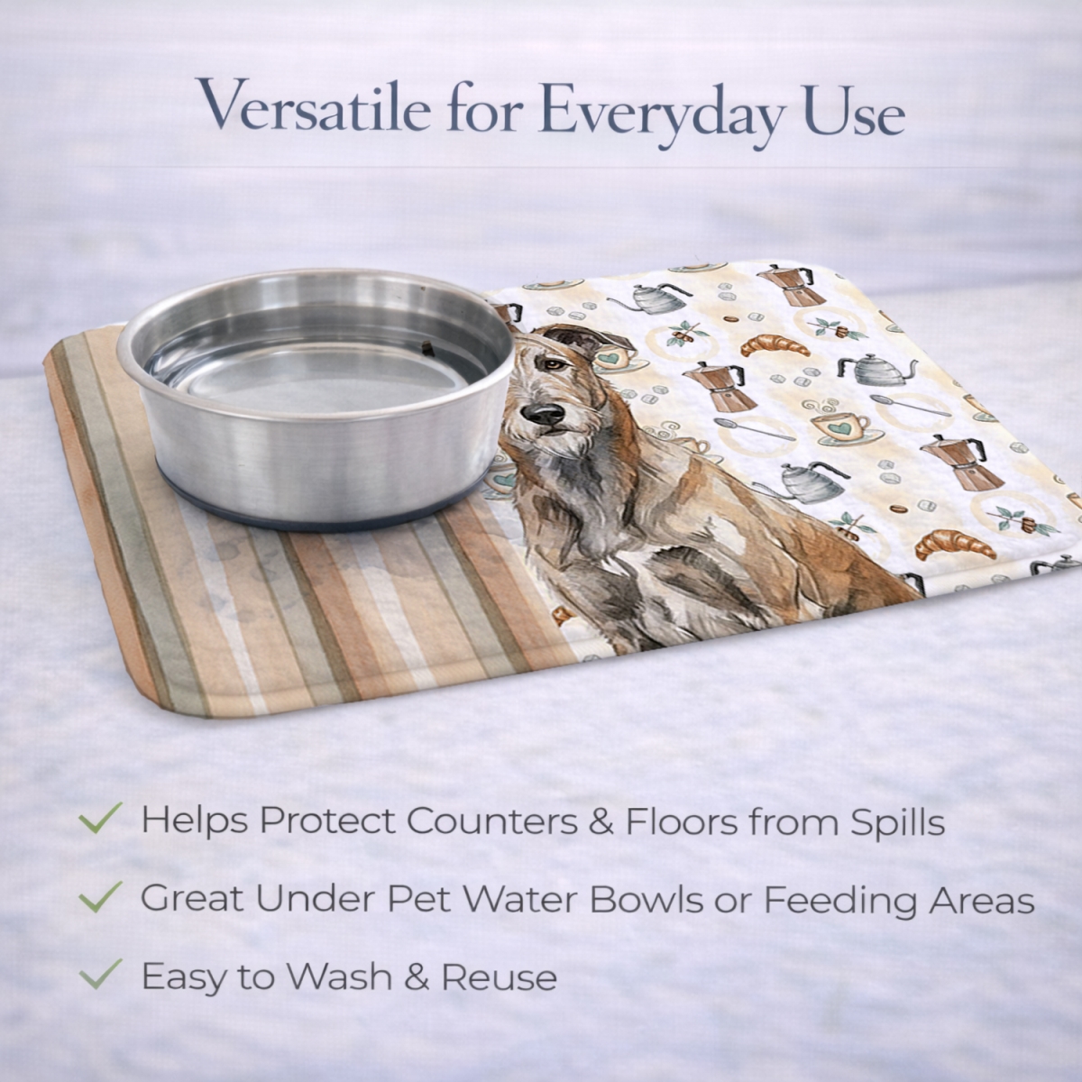 Picture of Carolines Treasures WDK7474DDM 21 x 14 in. Brindle Irish Wolfhound Coffee Bar Dish Drying Mat