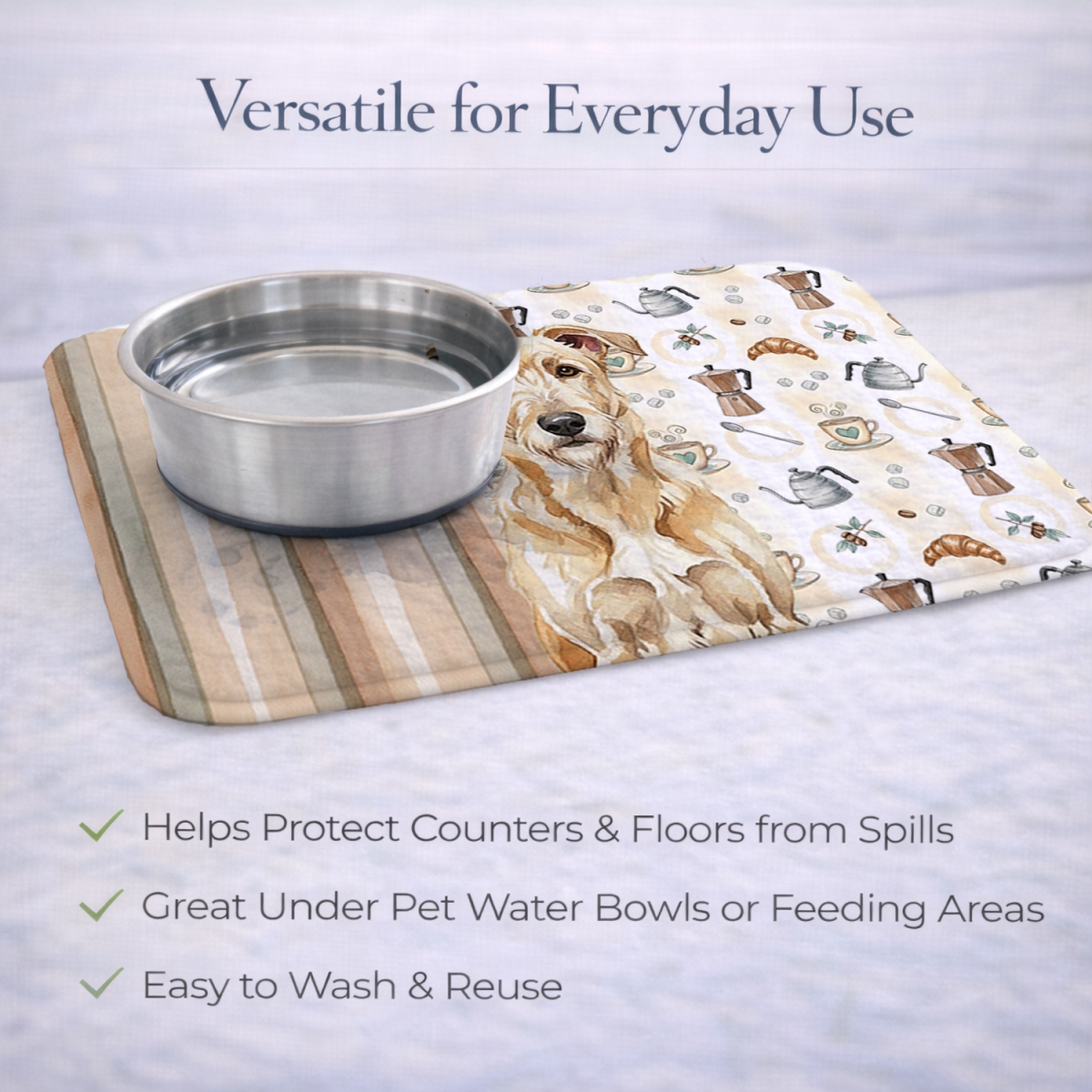 Picture of Carolines Treasures WDK7476DDM 21 x 14 in. Wheaten Irish Wolfhound Coffee Bar Dish Drying Mat