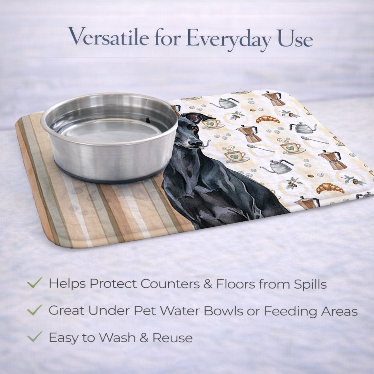 Picture of Carolines Treasures WDK7477DDM 21 x 14 in. Black Italian Greyhound Coffee Bar Dish Drying Mat