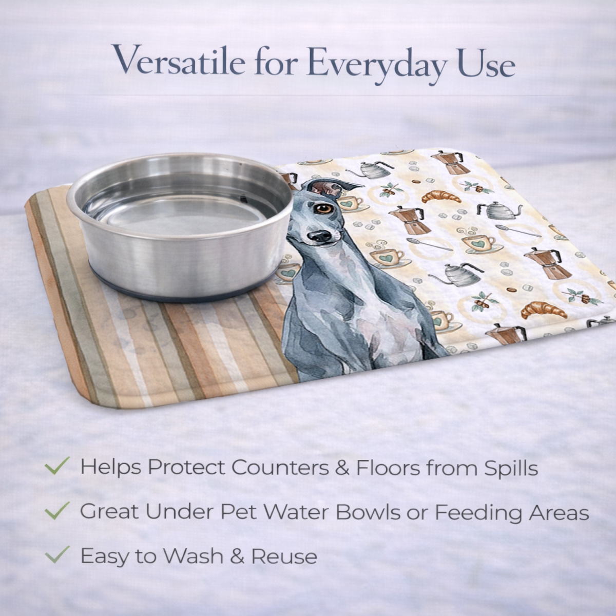Picture of Carolines Treasures WDK7478DDM 21 x 14 in. Blue Italian Greyhound Coffee Bar Dish Drying Mat