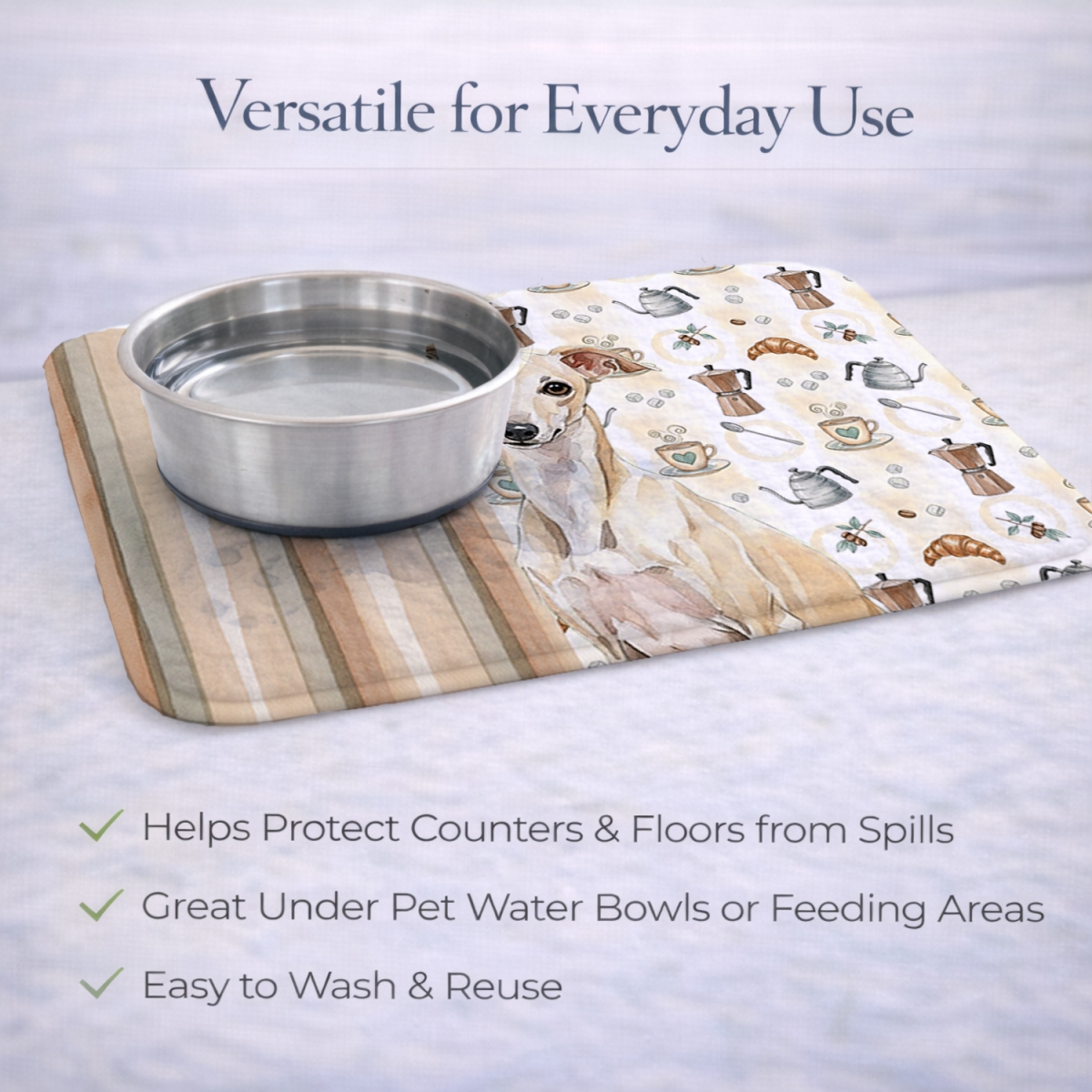 Picture of Carolines Treasures WDK7479DDM 21 x 14 in. Cream Italian Greyhound Coffee Bar Dish Drying Mat