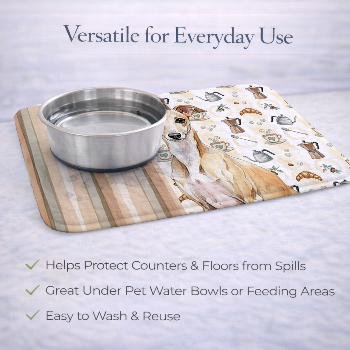 Picture of Carolines Treasures WDK7480DDM 21 x 14 in. Fawn Italian Greyhound Coffee Bar Dish Drying Mat