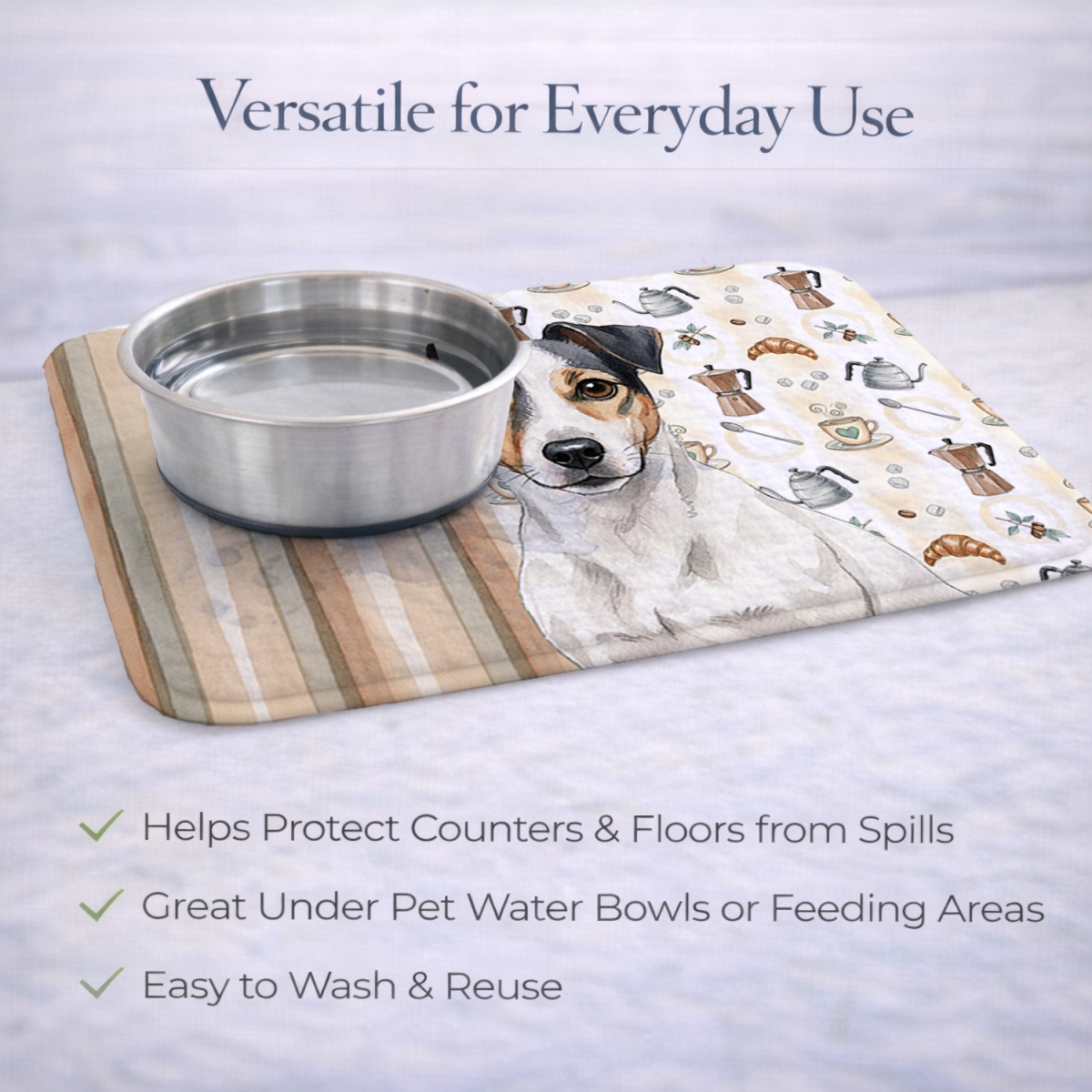 Picture of Carolines Treasures WDK7482DDM 21 x 14 in. White & Black Jack Russell Terrier Coffee Bar Dish Drying Mat