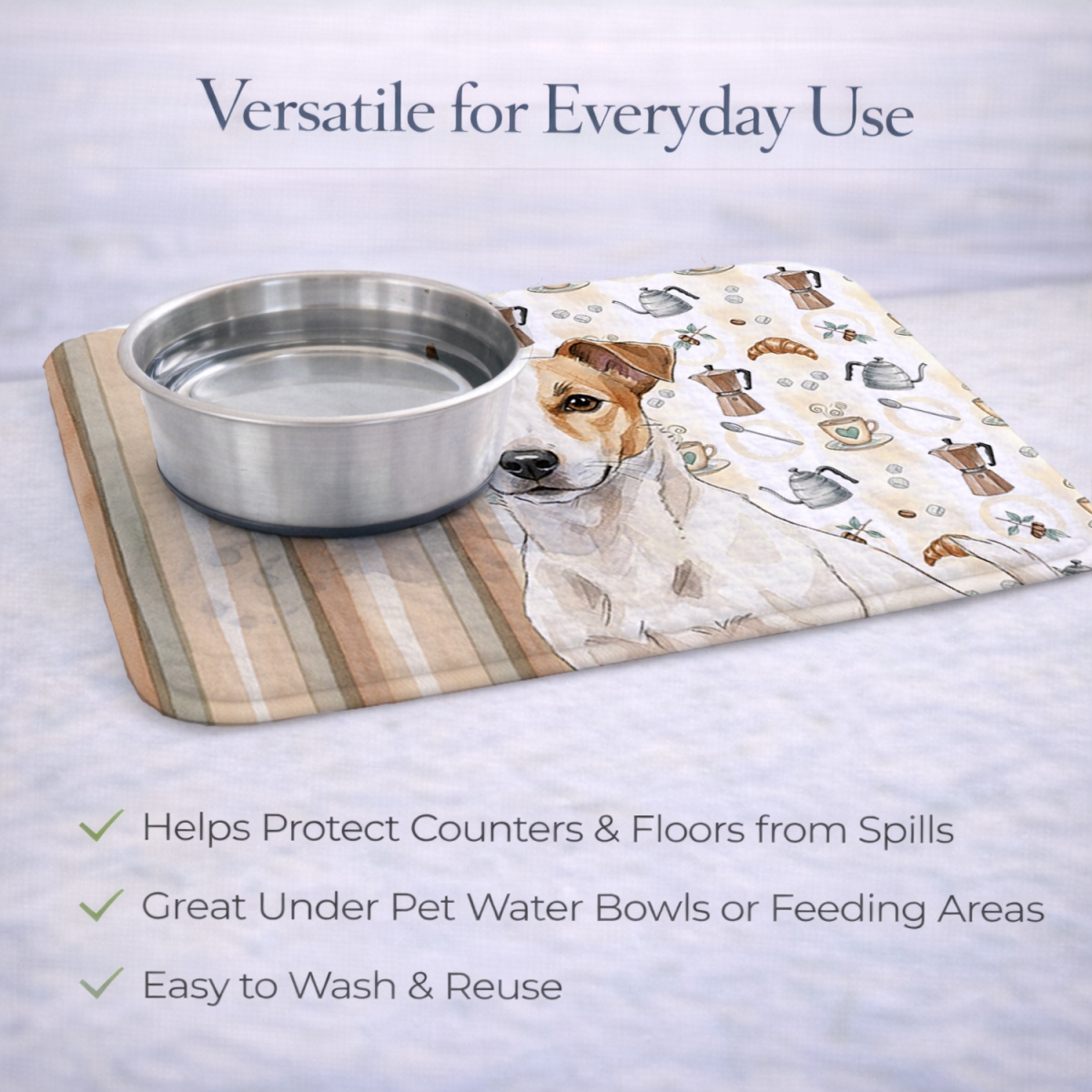Picture of Carolines Treasures WDK7483DDM 21 x 14 in. White & Tan Jack Russell Terrier Coffee Bar Dish Drying Mat