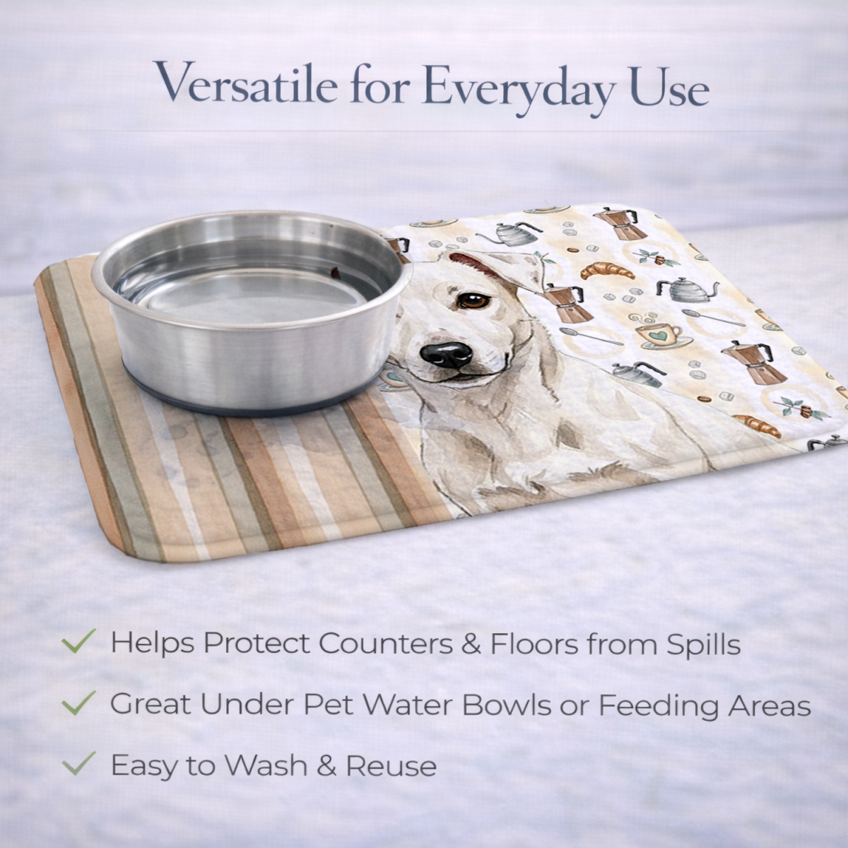 Picture of Carolines Treasures WDK7484DDM 21 x 14 in. White Jack Russell Terrier Coffee Bar Dish Drying Mat