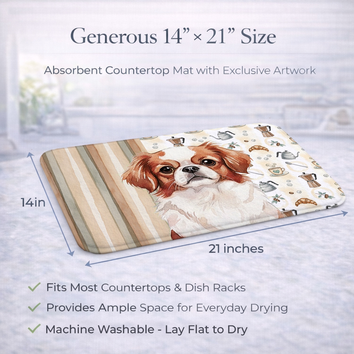 Picture of Carolines Treasures WDK7486DDM 21 x 14 in. Red & White Japanese Chin Coffee Bar Dish Drying Mat