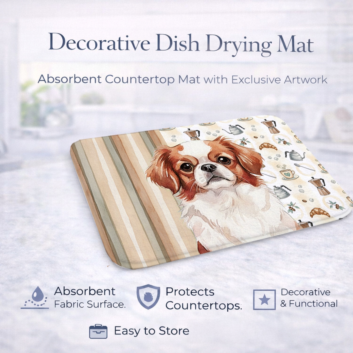 Picture of Carolines Treasures WDK7486DDM 21 x 14 in. Red & White Japanese Chin Coffee Bar Dish Drying Mat