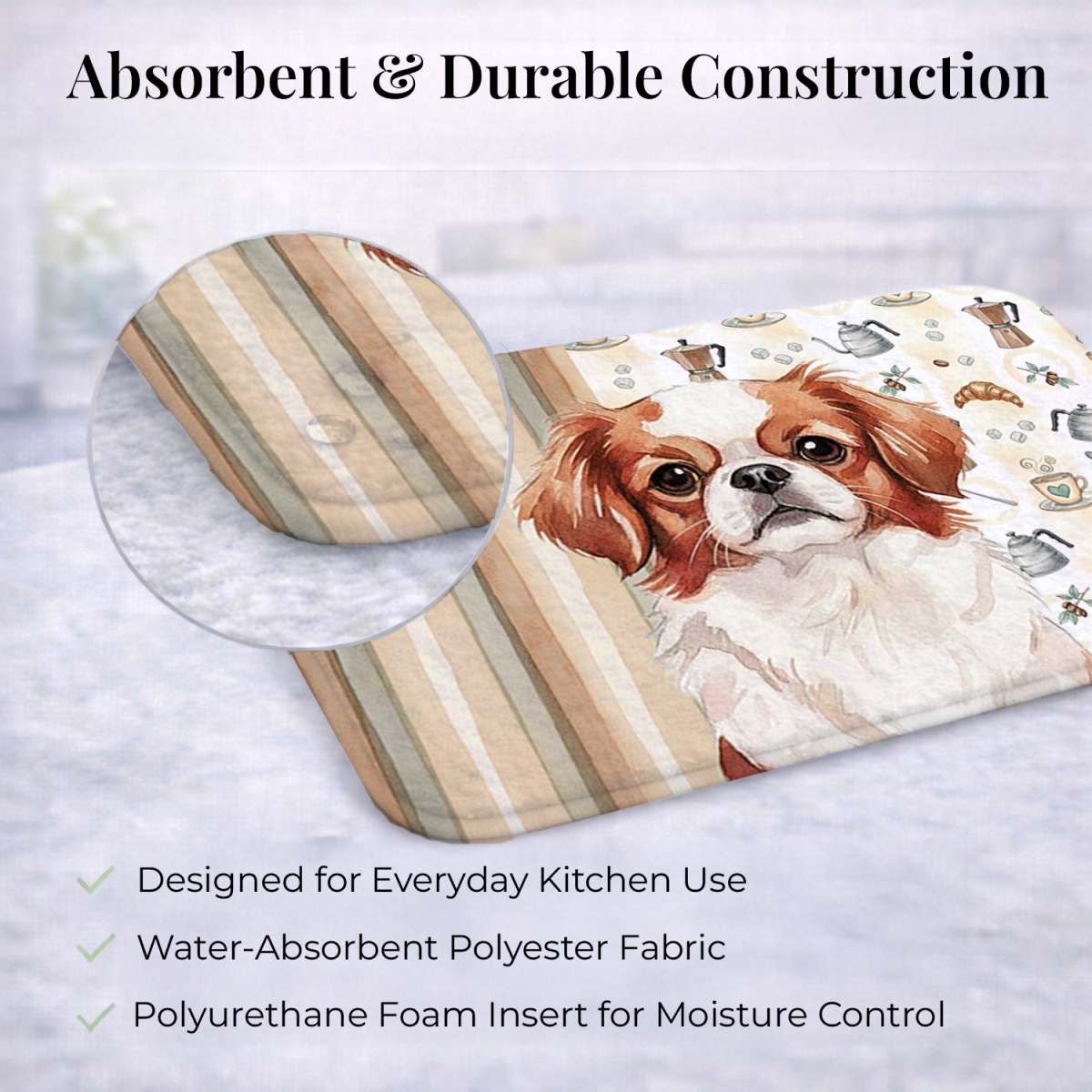 Picture of Carolines Treasures WDK7486DDM 21 x 14 in. Red & White Japanese Chin Coffee Bar Dish Drying Mat