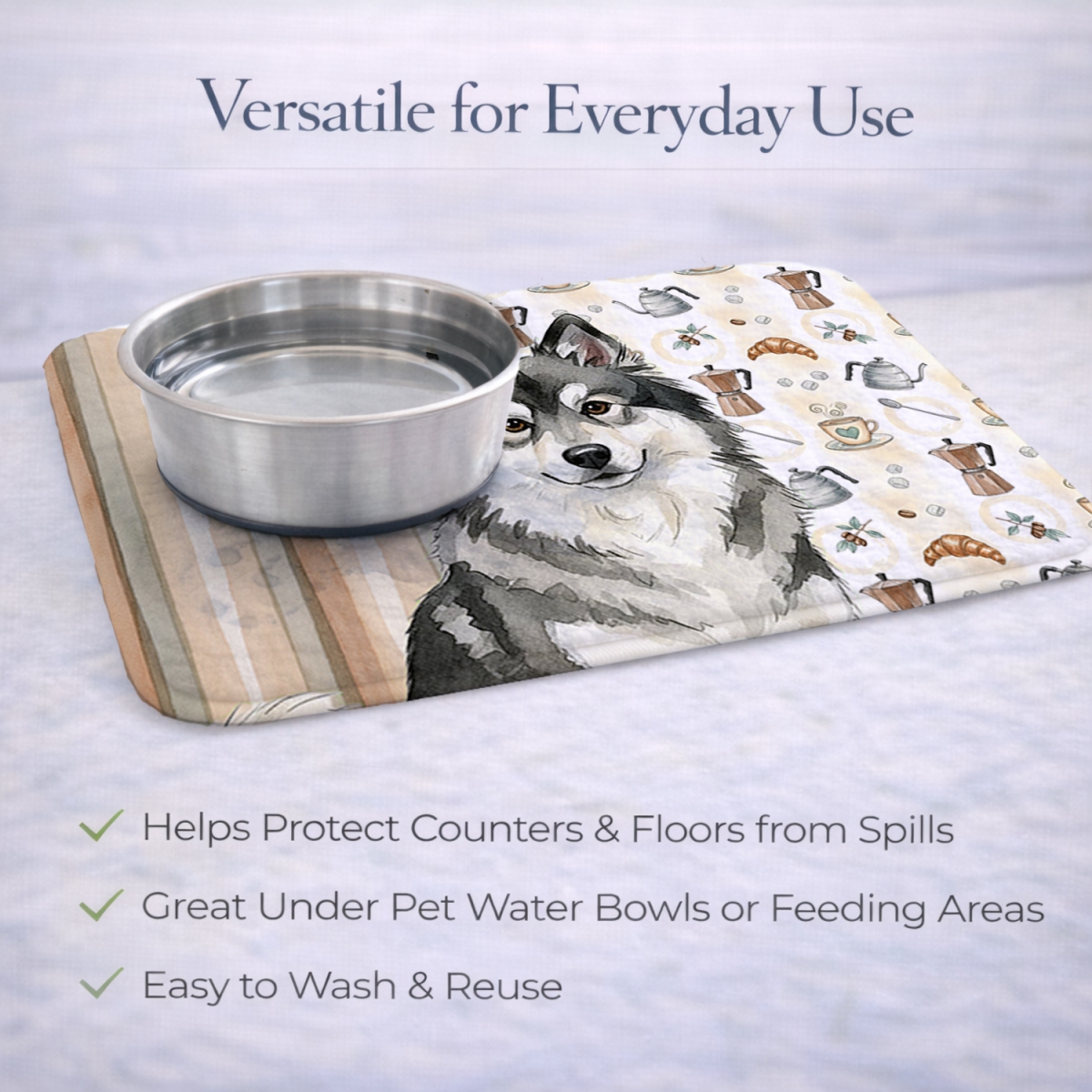 Picture of Carolines Treasures WDK7488DDM 21 x 14 in. Keeshond Coffee Bar Dish Drying Mat