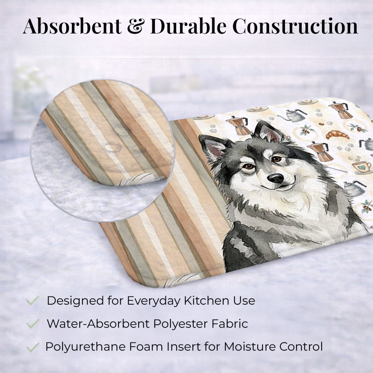 Picture of Carolines Treasures WDK7488DDM 21 x 14 in. Keeshond Coffee Bar Dish Drying Mat