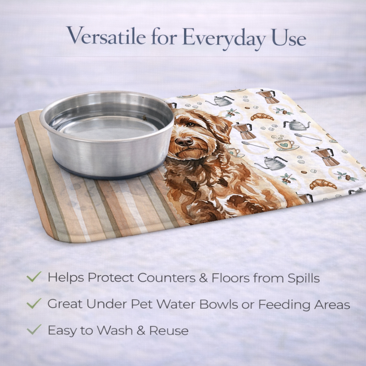 Picture of Carolines Treasures WDK7490DDM 21 x 14 in. Chocolate Labradoodle Coffee Bar Dish Drying Mat