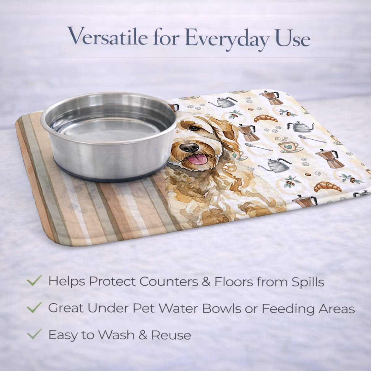 Picture of Carolines Treasures WDK7491DDM 21 x 14 in. Labradoodle Coffee Bar Dish Drying Mat