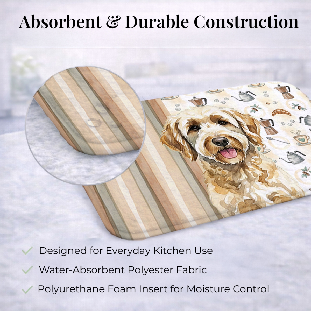 Picture of Carolines Treasures WDK7491DDM 21 x 14 in. Labradoodle Coffee Bar Dish Drying Mat