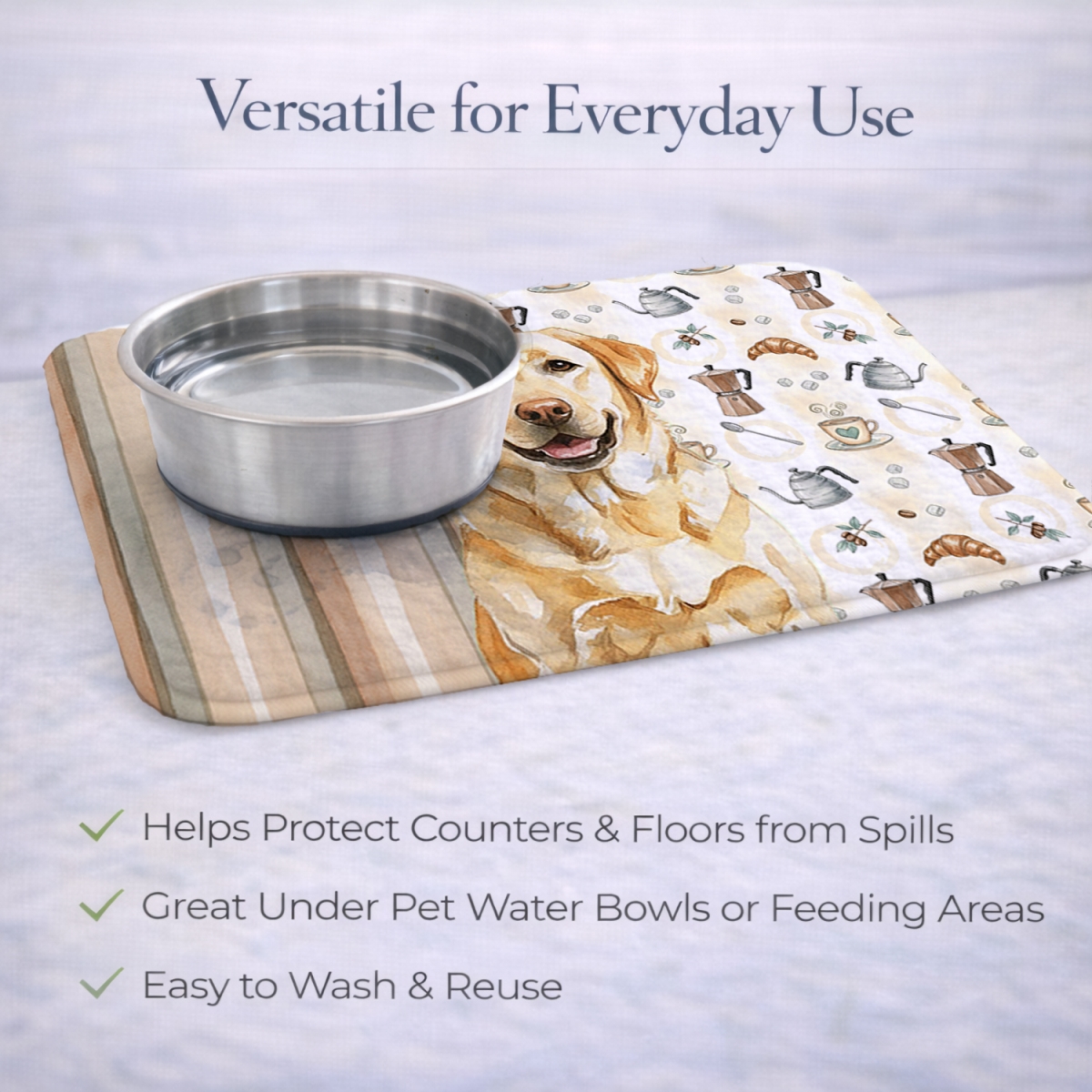 Picture of Carolines Treasures WDK7494DDM 21 x 14 in. Yellow Labrador Retriever Coffee Bar Dish Drying Mat