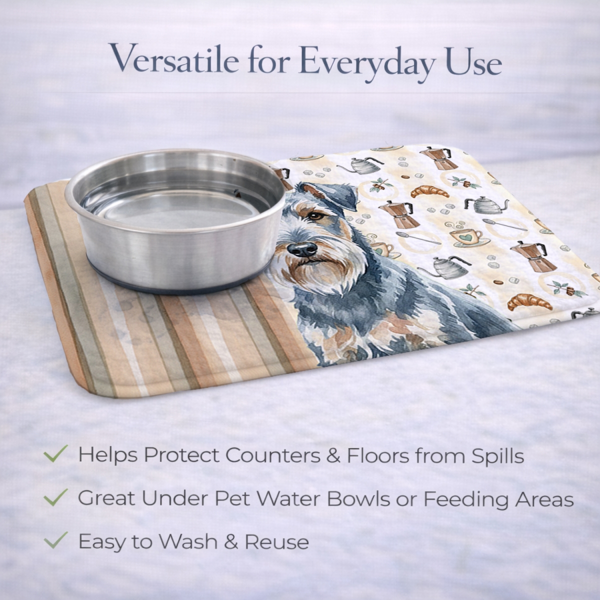 Picture of Carolines Treasures WDK7497DDM 21 x 14 in. Blue Lakeland Terrier Coffee Bar Dish Drying Mat