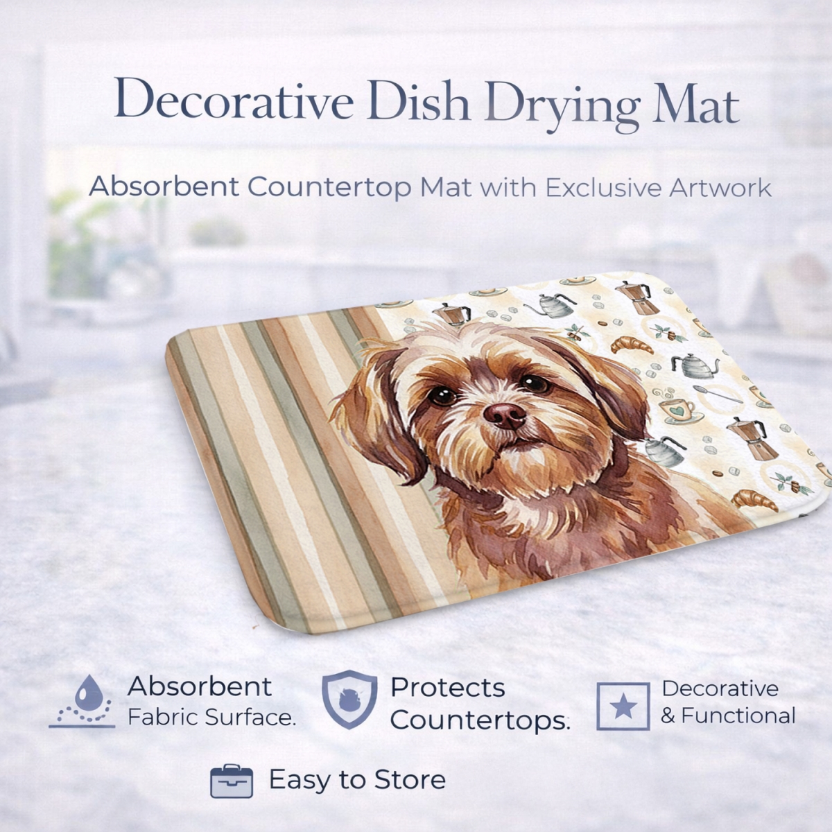 Picture of Carolines Treasures WDK7619DDM 21 x 14 in. Liver Shih Tzu Coffee Bar Dish Drying Mat
