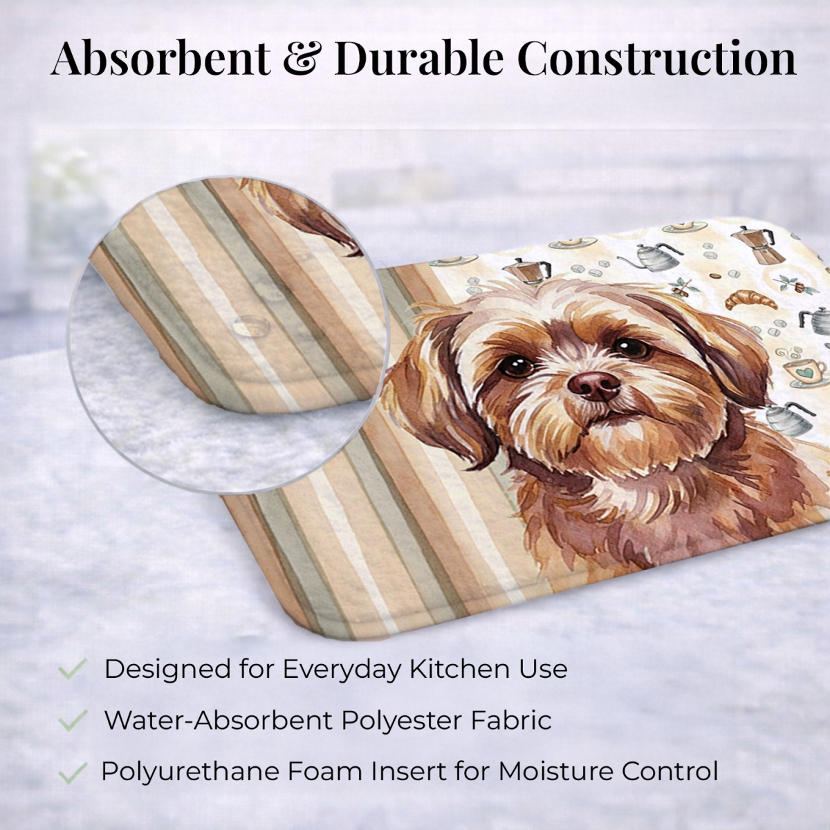 Picture of Carolines Treasures WDK7619DDM 21 x 14 in. Liver Shih Tzu Coffee Bar Dish Drying Mat