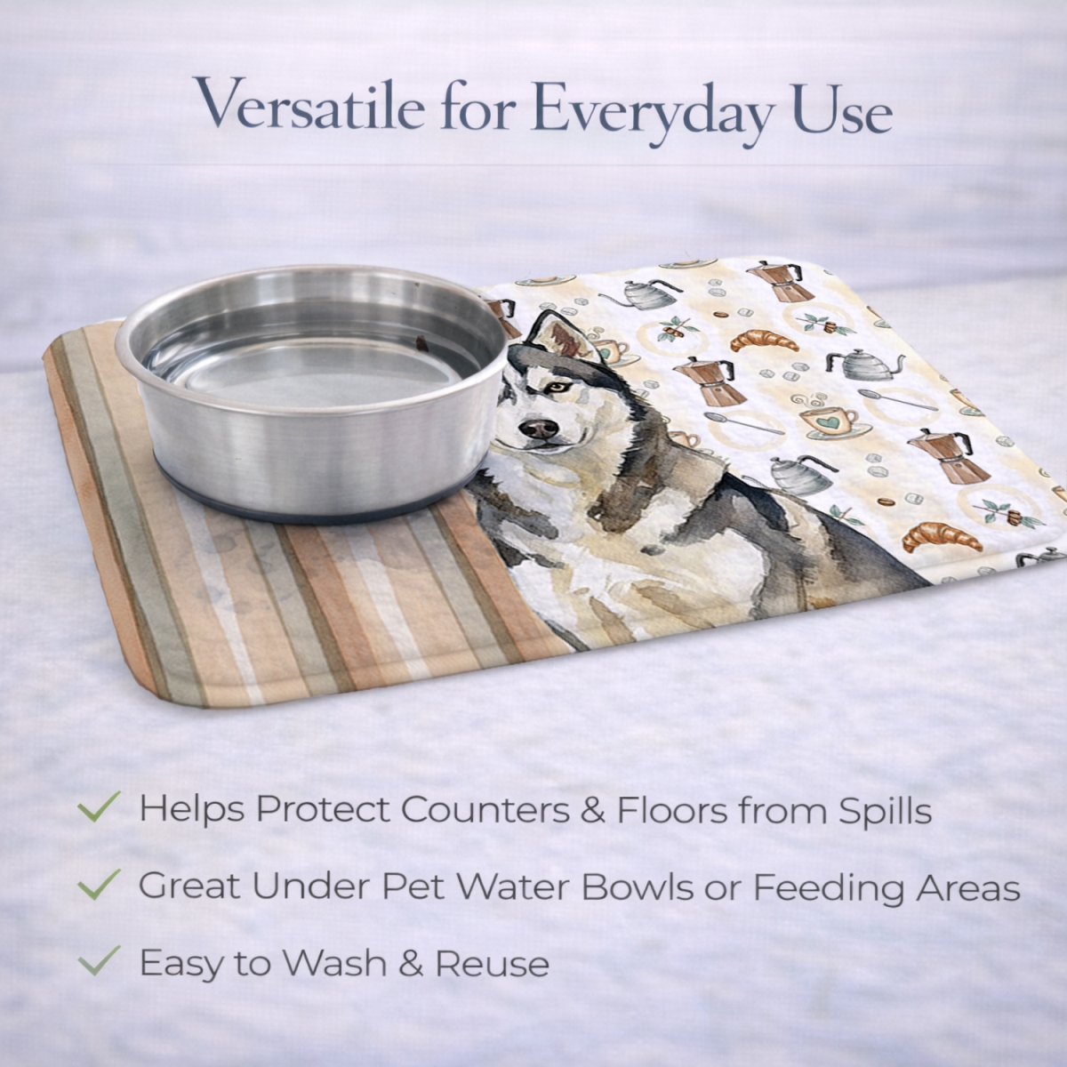 Picture of Carolines Treasures WDK7620DDM 21 x 14 in. Agouti Siberian Husky Coffee Bar Dish Drying Mat