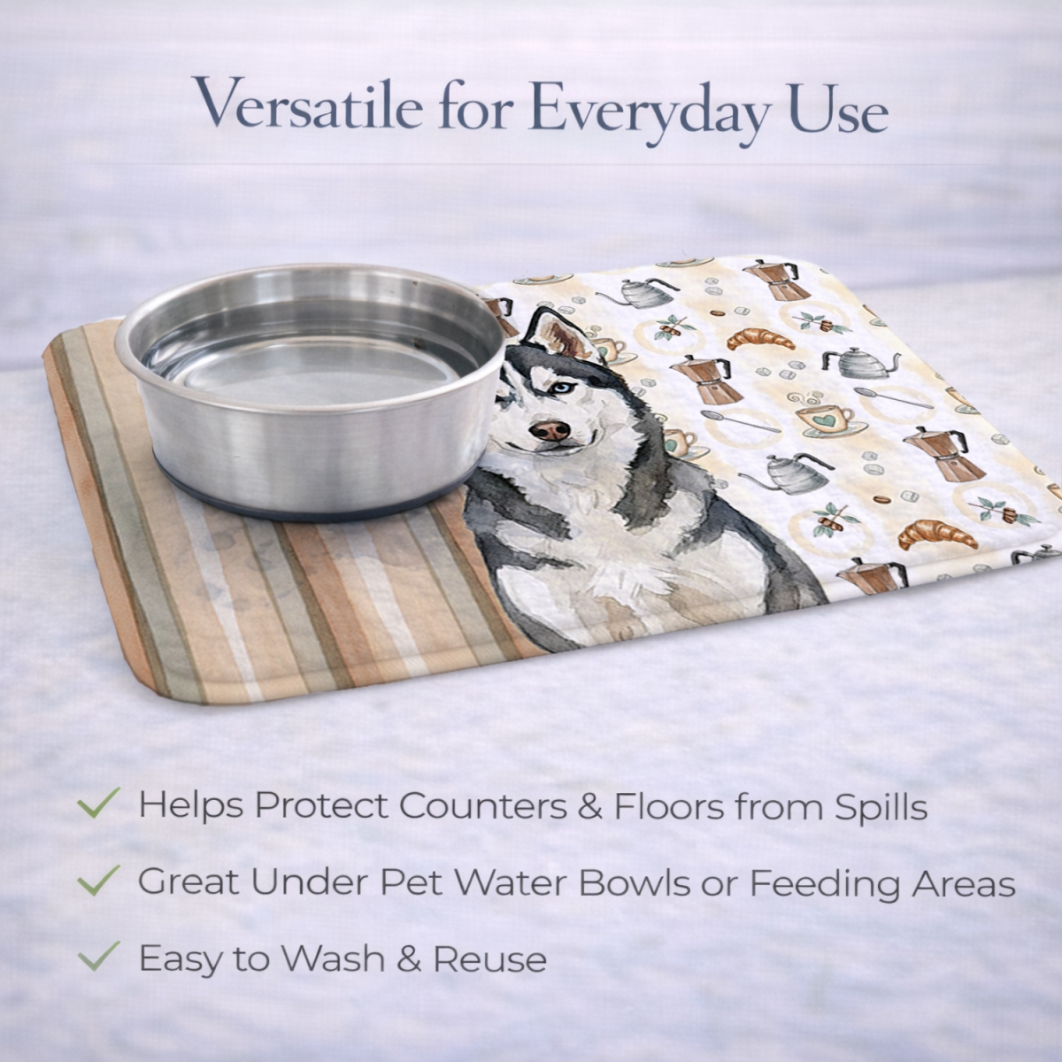 Picture of Carolines Treasures WDK7621DDM 21 x 14 in. Siberian Husky Coffee Bar Dish Drying Mat