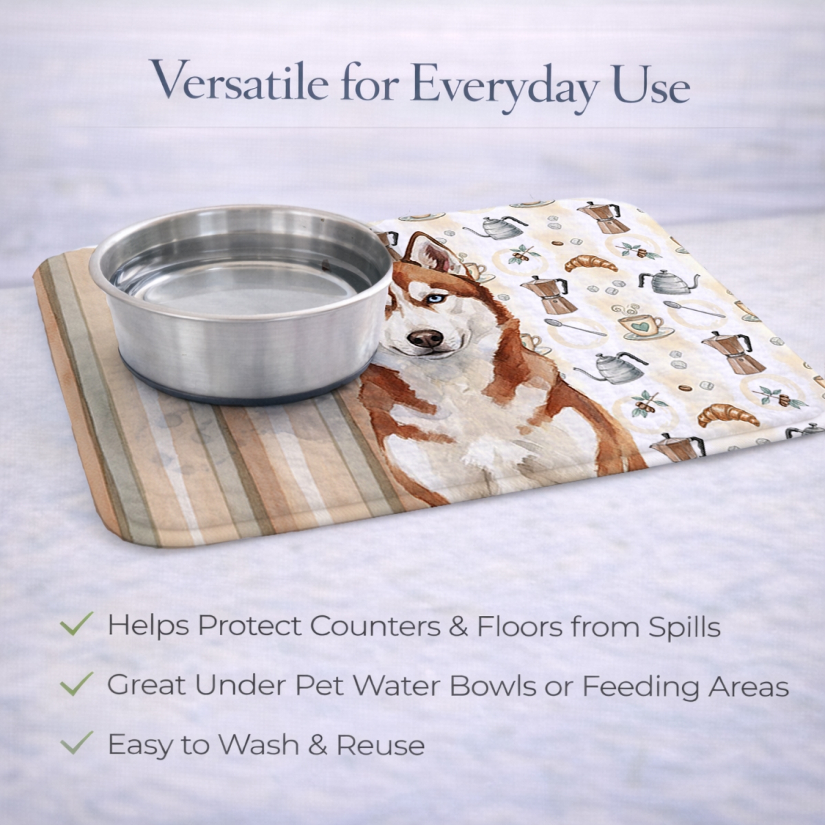Picture of Carolines Treasures WDK7622DDM 21 x 14 in. Red & White Siberian Husky Coffee Bar Dish Drying Mat
