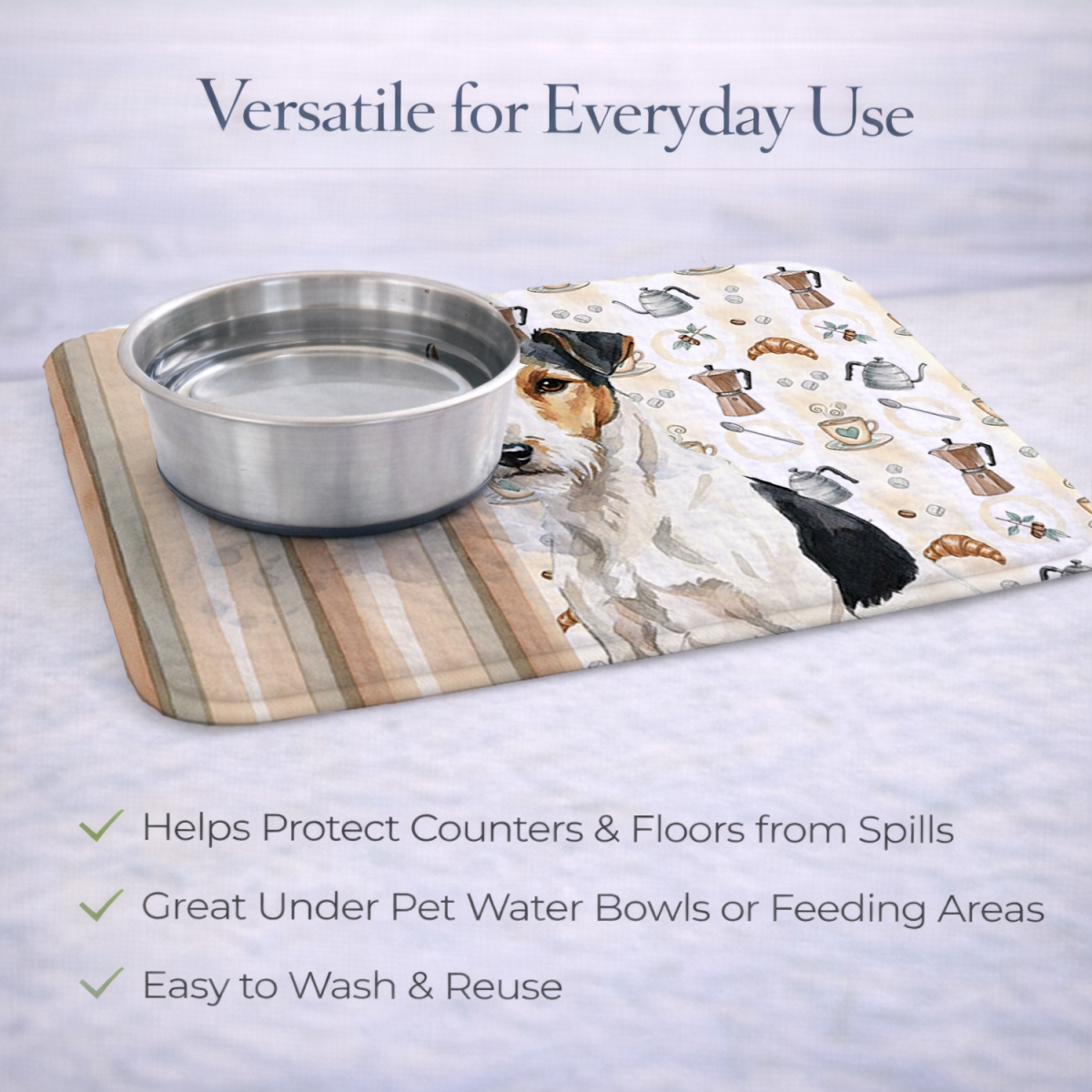 Picture of Carolines Treasures WDK7625DDM 21 x 14 in. Smooth Fox Terrier Coffee Bar Dish Drying Mat