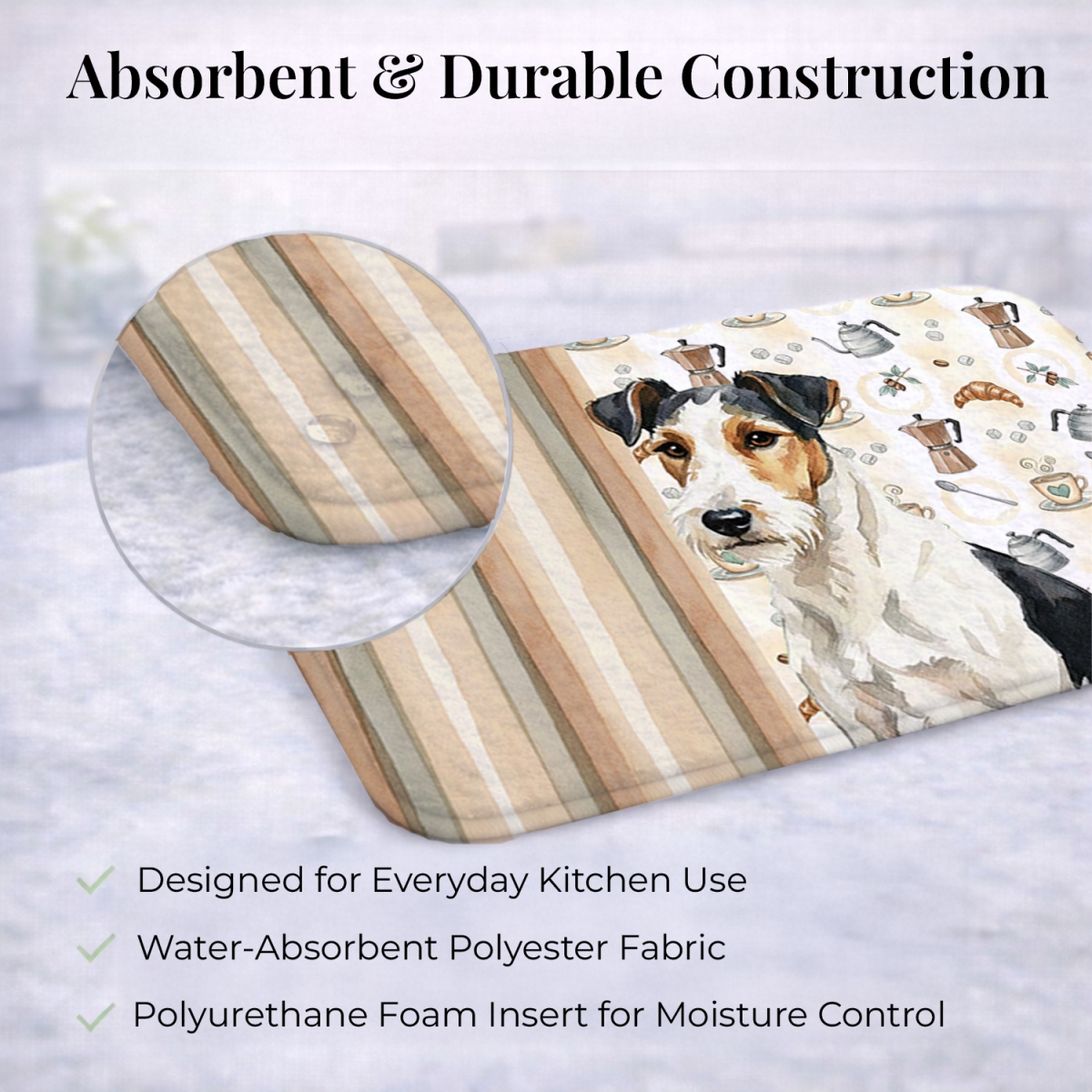 Picture of Carolines Treasures WDK7625DDM 21 x 14 in. Smooth Fox Terrier Coffee Bar Dish Drying Mat