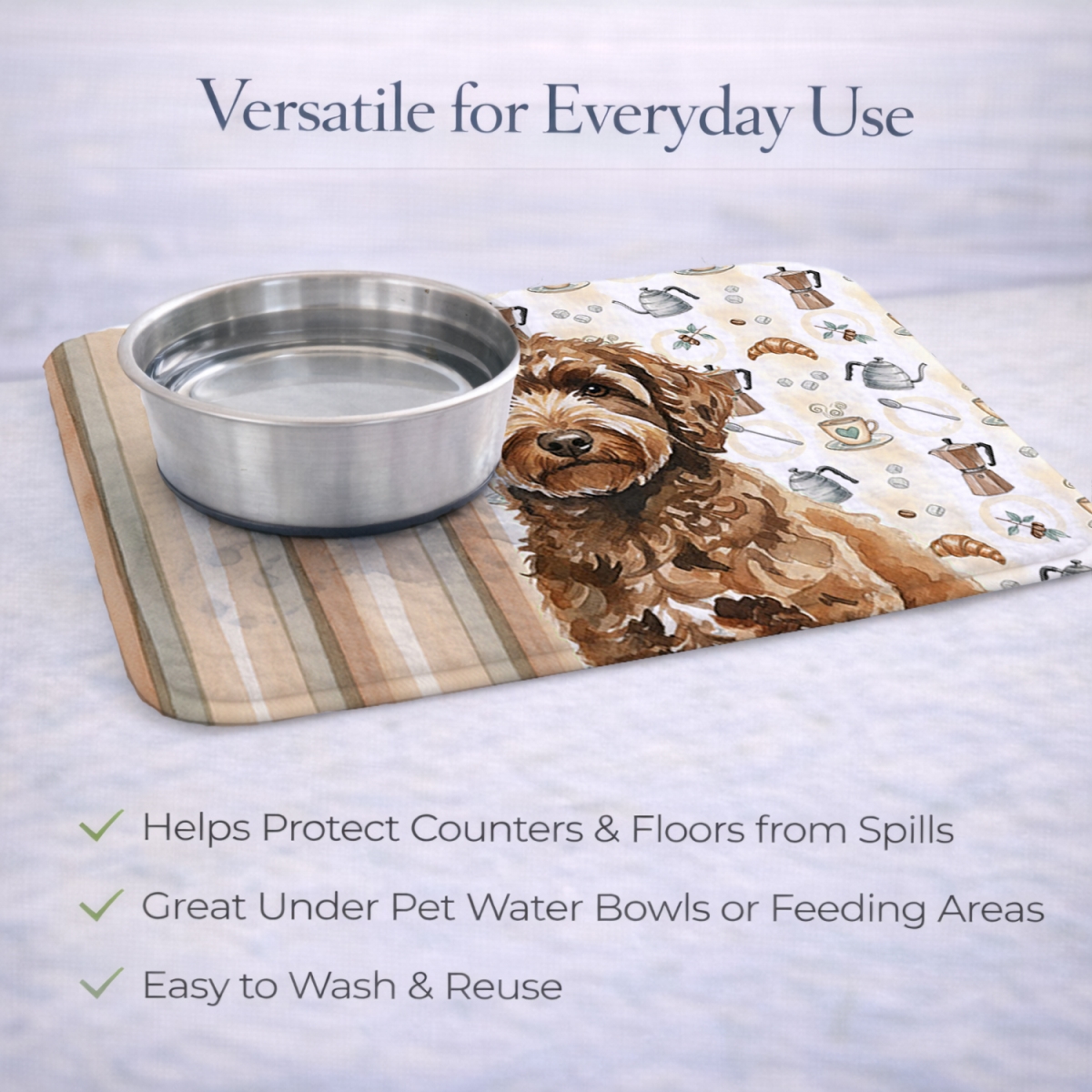 Picture of Carolines Treasures WDK7626DDM 21 x 14 in. Spanish Water Dog Coffee Bar Dish Drying Mat