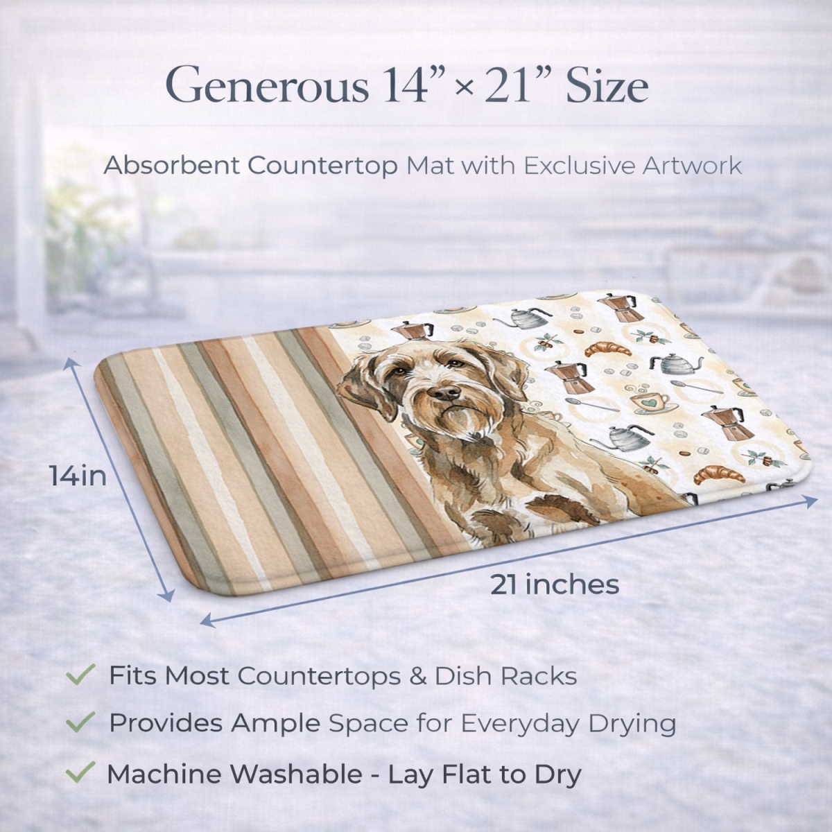 Picture of Carolines Treasures WDK7627DDM 21 x 14 in. Spinone Italiano Coffee Bar Dish Drying Mat