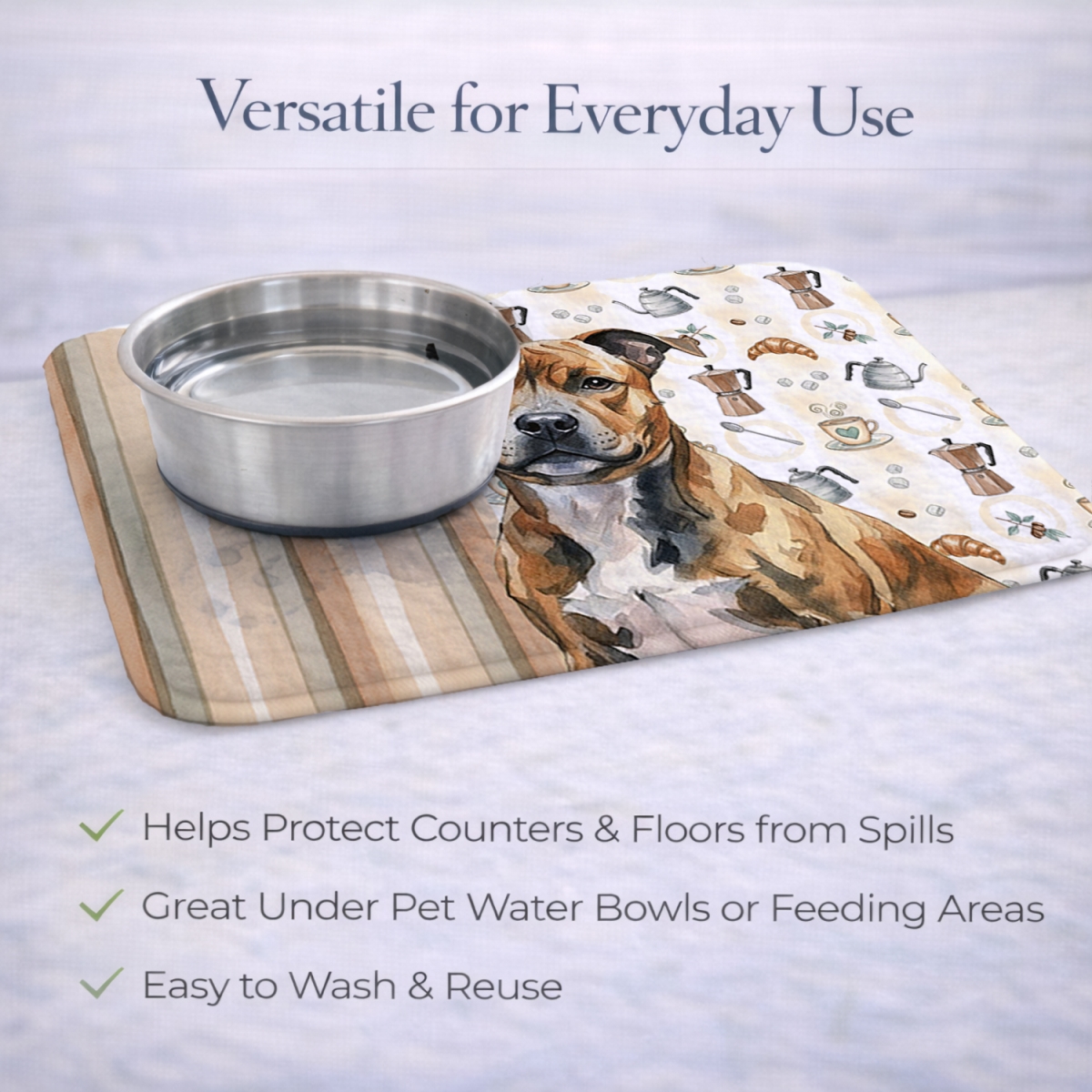 Picture of Carolines Treasures WDK7629DDM 21 x 14 in. Brindle Staffordshire Bull Terrier Coffee Bar Dish Drying Mat