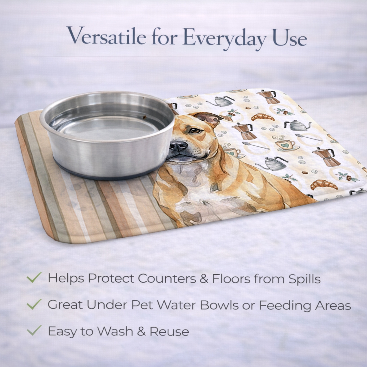 Picture of Carolines Treasures WDK7630DDM 21 x 14 in. Fawn Staffordshire Bull Terrier Coffee Bar Dish Drying Mat