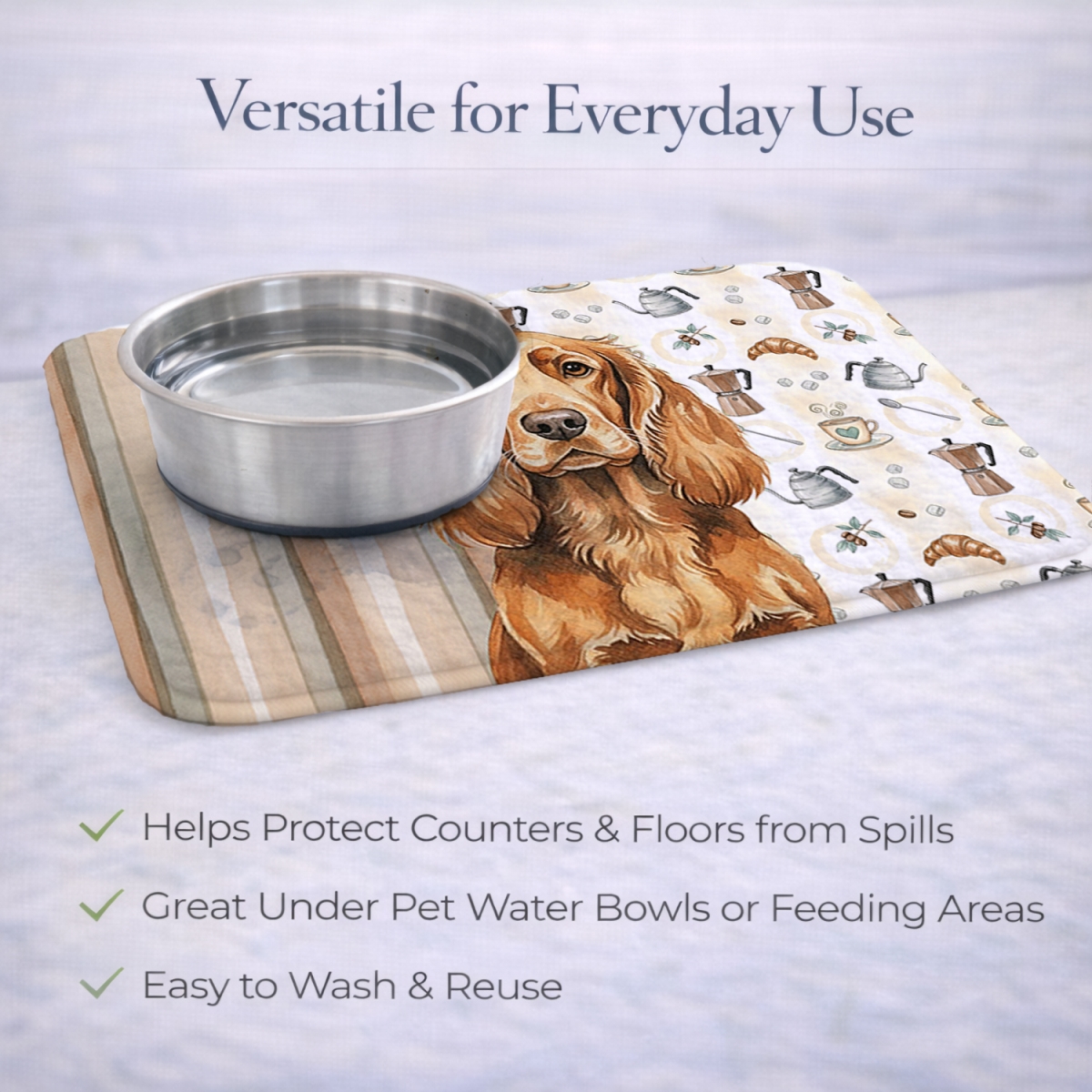 Picture of Carolines Treasures WDK7633DDM 21 x 14 in. Sussex Spaniel Coffee Bar Dish Drying Mat