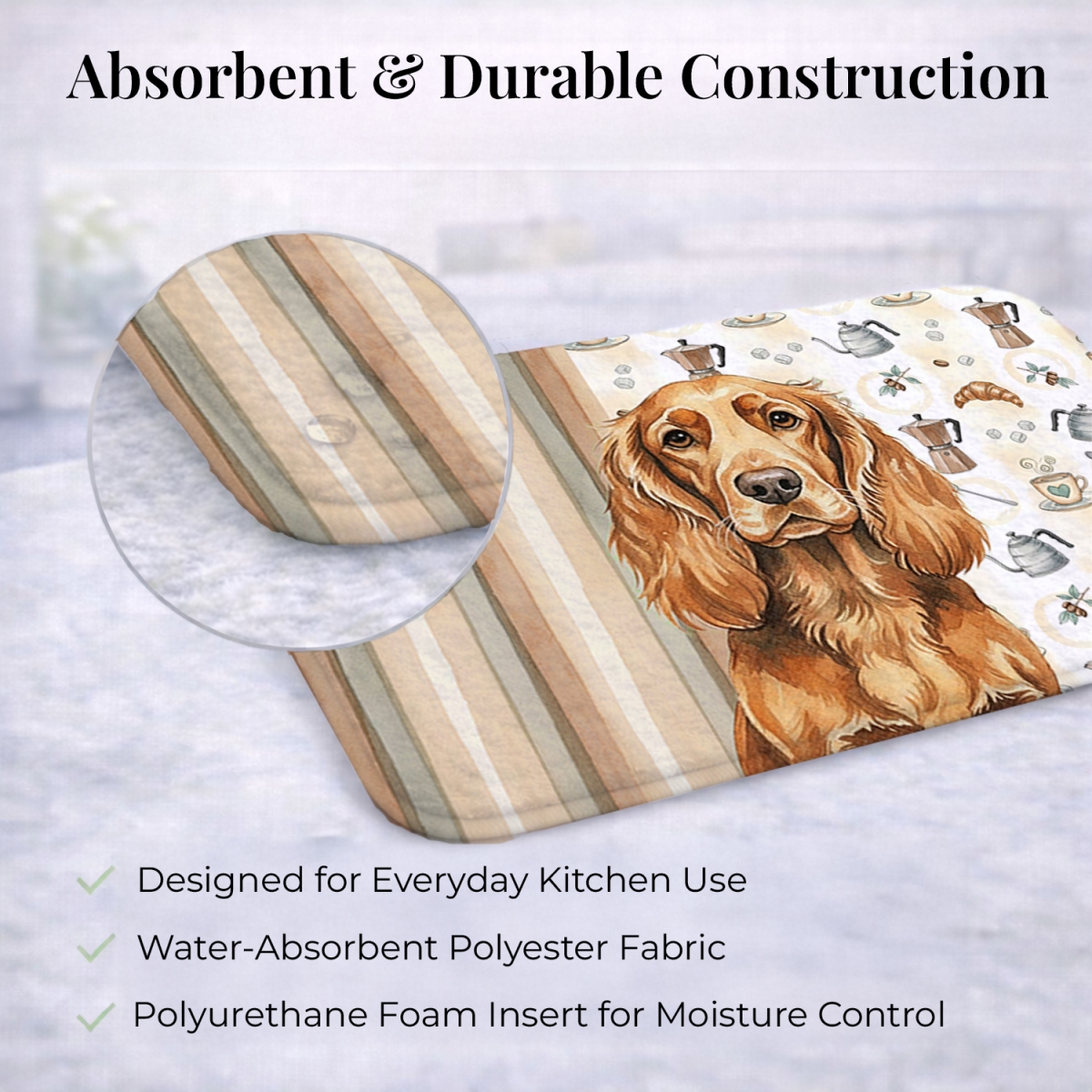Picture of Carolines Treasures WDK7633DDM 21 x 14 in. Sussex Spaniel Coffee Bar Dish Drying Mat