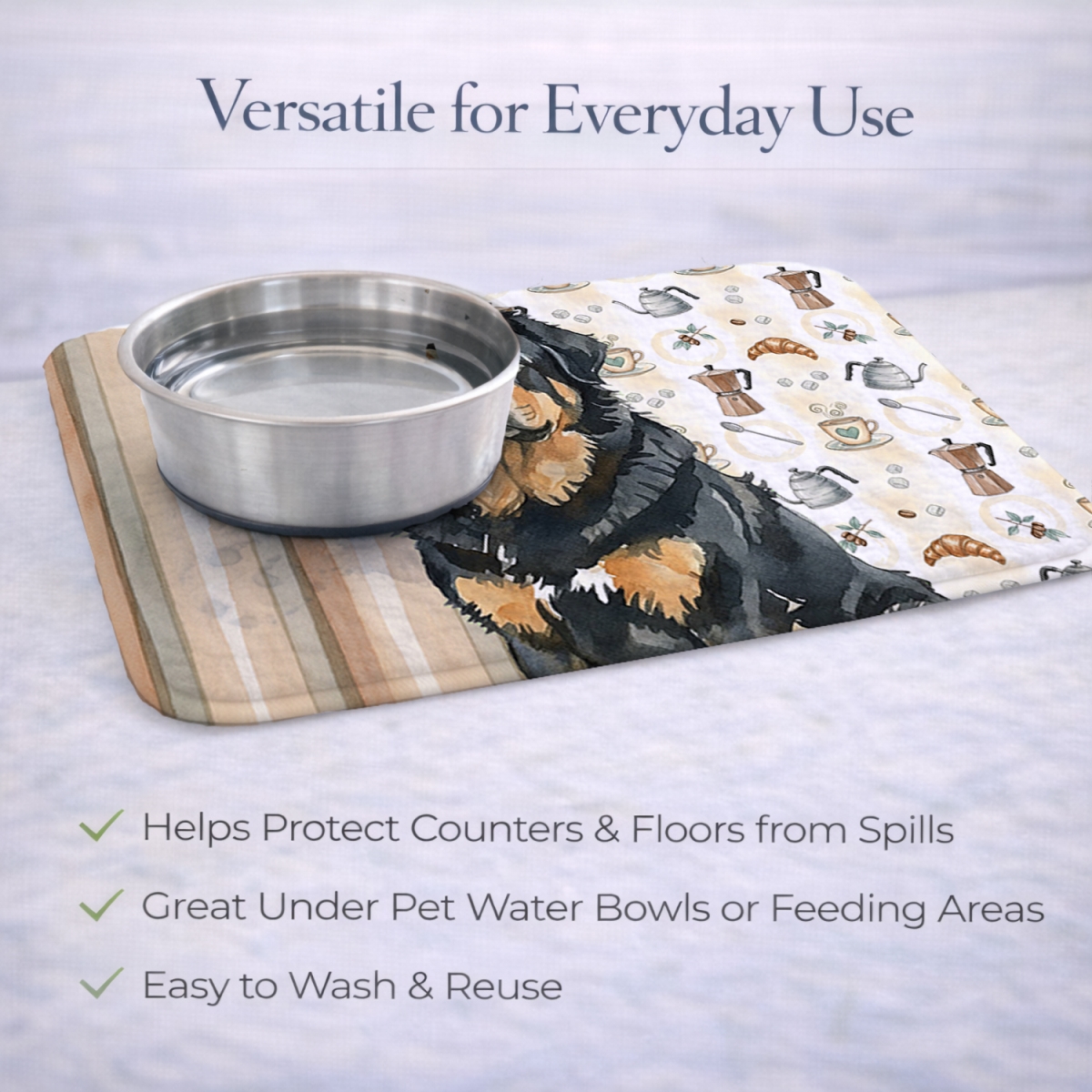 Picture of Carolines Treasures WDK7634DDM 21 x 14 in. Black & Tan Tibetan Mastiff Coffee Bar Dish Drying Mat