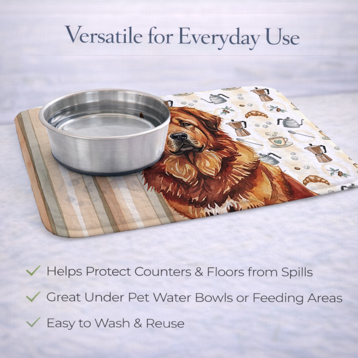 Picture of Carolines Treasures WDK7636DDM 21 x 14 in. Red Gold Tibetan Mastiff Coffee Bar Dish Drying Mat