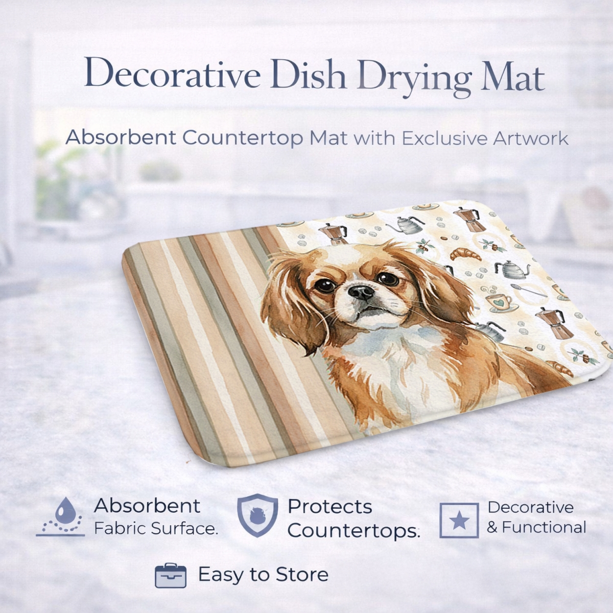 Picture of Carolines Treasures WDK7638DDM 21 x 14 in. Tibetan Spaniel Coffee Bar Dish Drying Mat