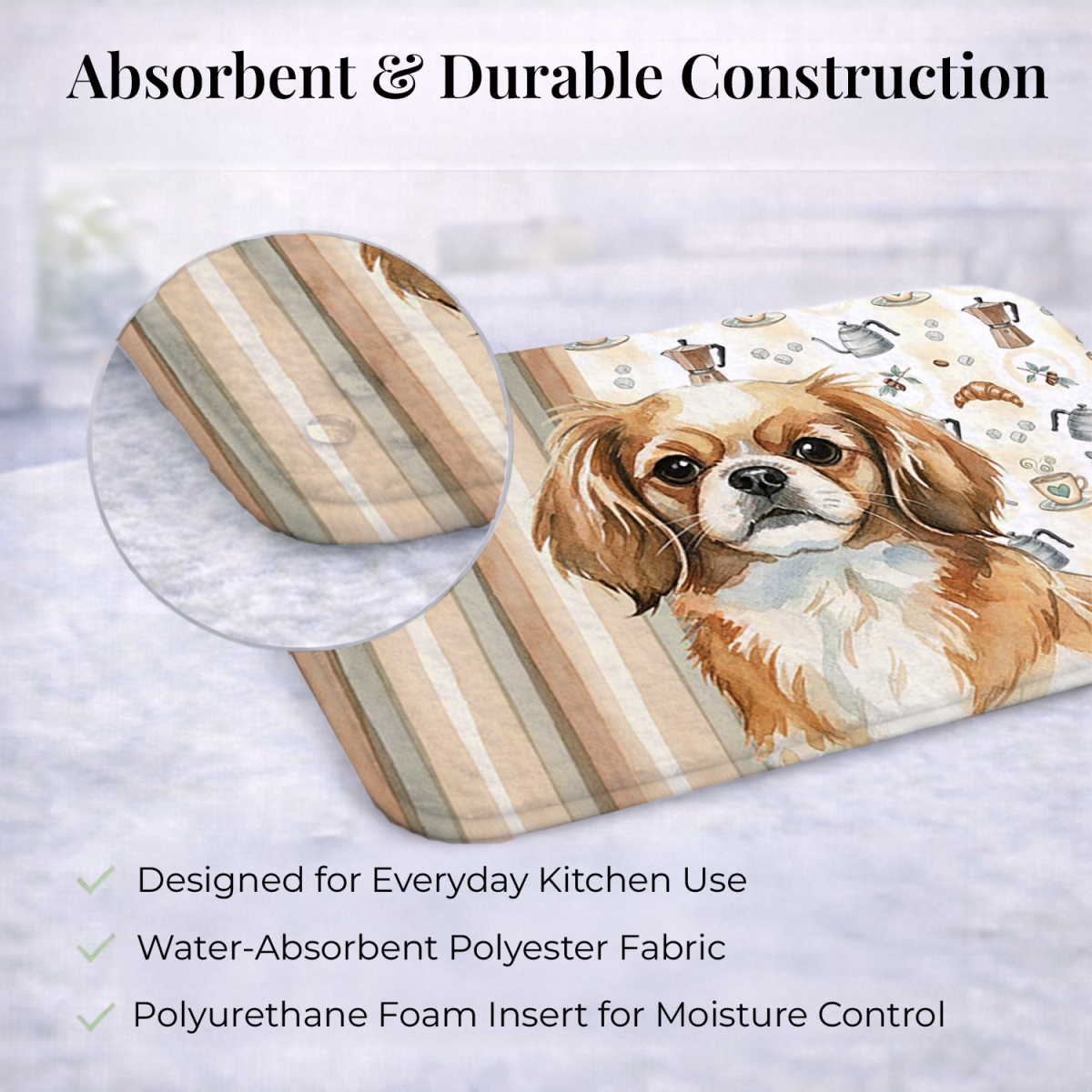 Picture of Carolines Treasures WDK7638DDM 21 x 14 in. Tibetan Spaniel Coffee Bar Dish Drying Mat