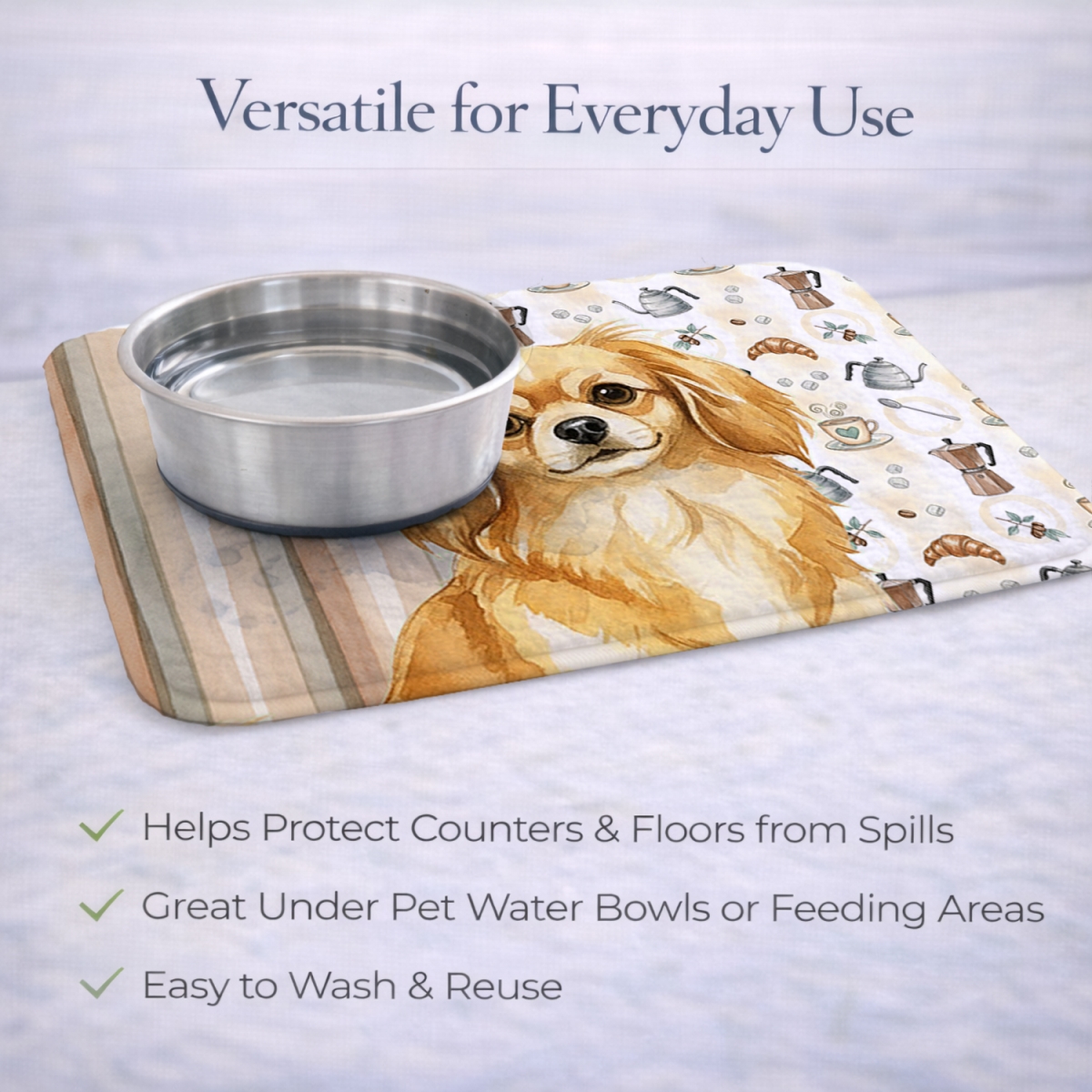 Picture of Carolines Treasures WDK7640DDM 21 x 14 in. Gold Tibetan Spaniel Coffee Bar Dish Drying Mat
