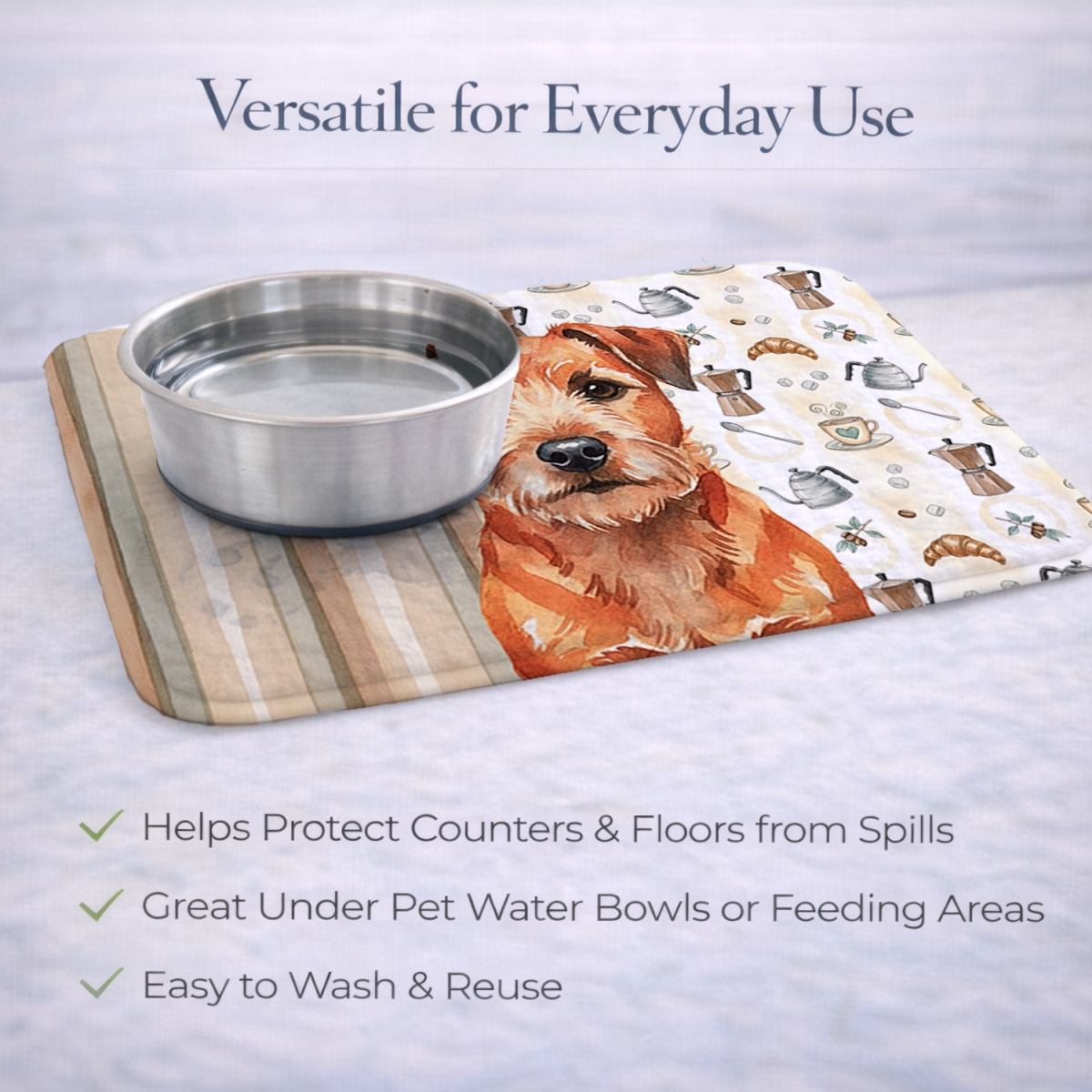 Picture of Carolines Treasures WDK7327DDM 21 x 14 in. Red Border Terrier Coffee Bar Dish Drying Mat