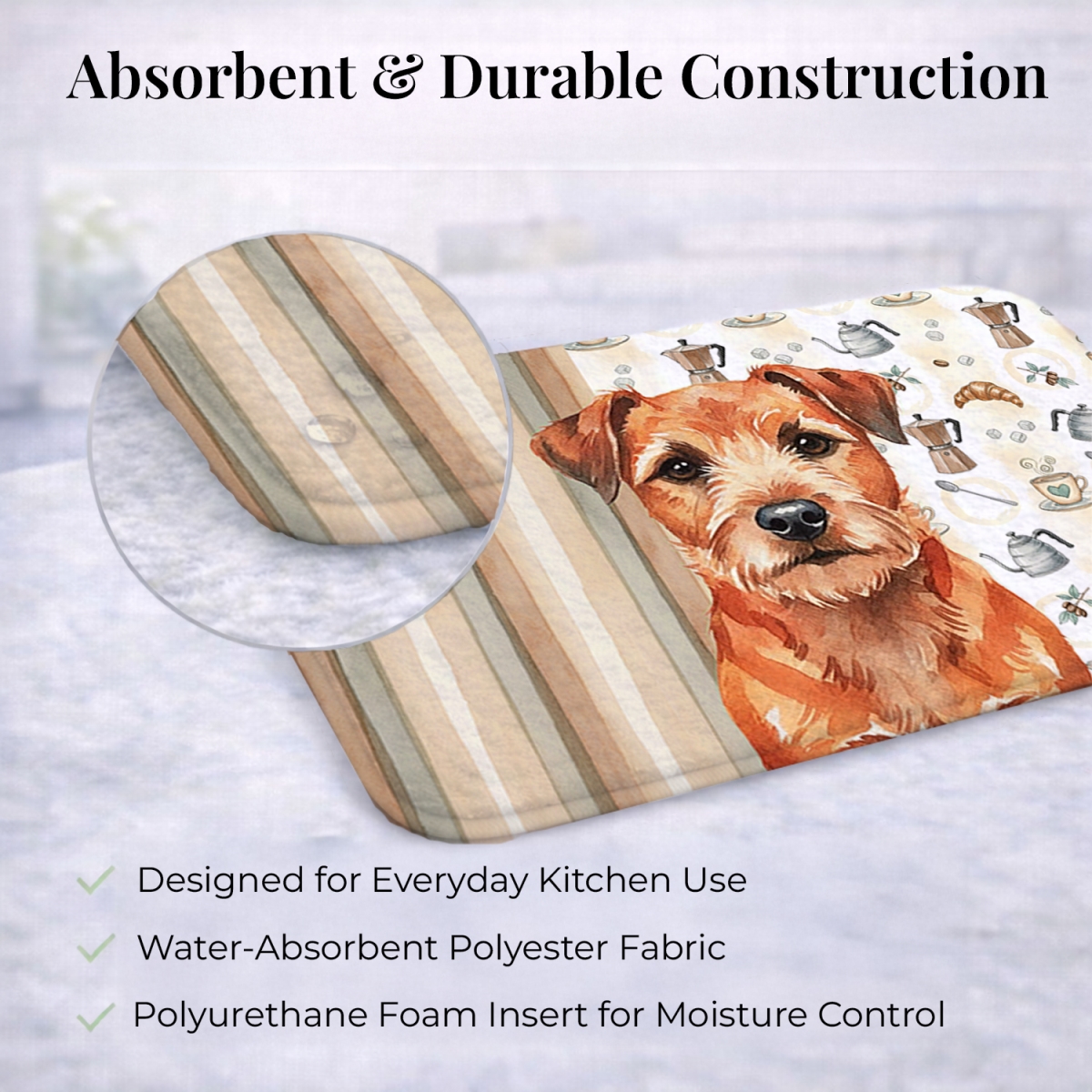 Picture of Carolines Treasures WDK7327DDM 21 x 14 in. Red Border Terrier Coffee Bar Dish Drying Mat